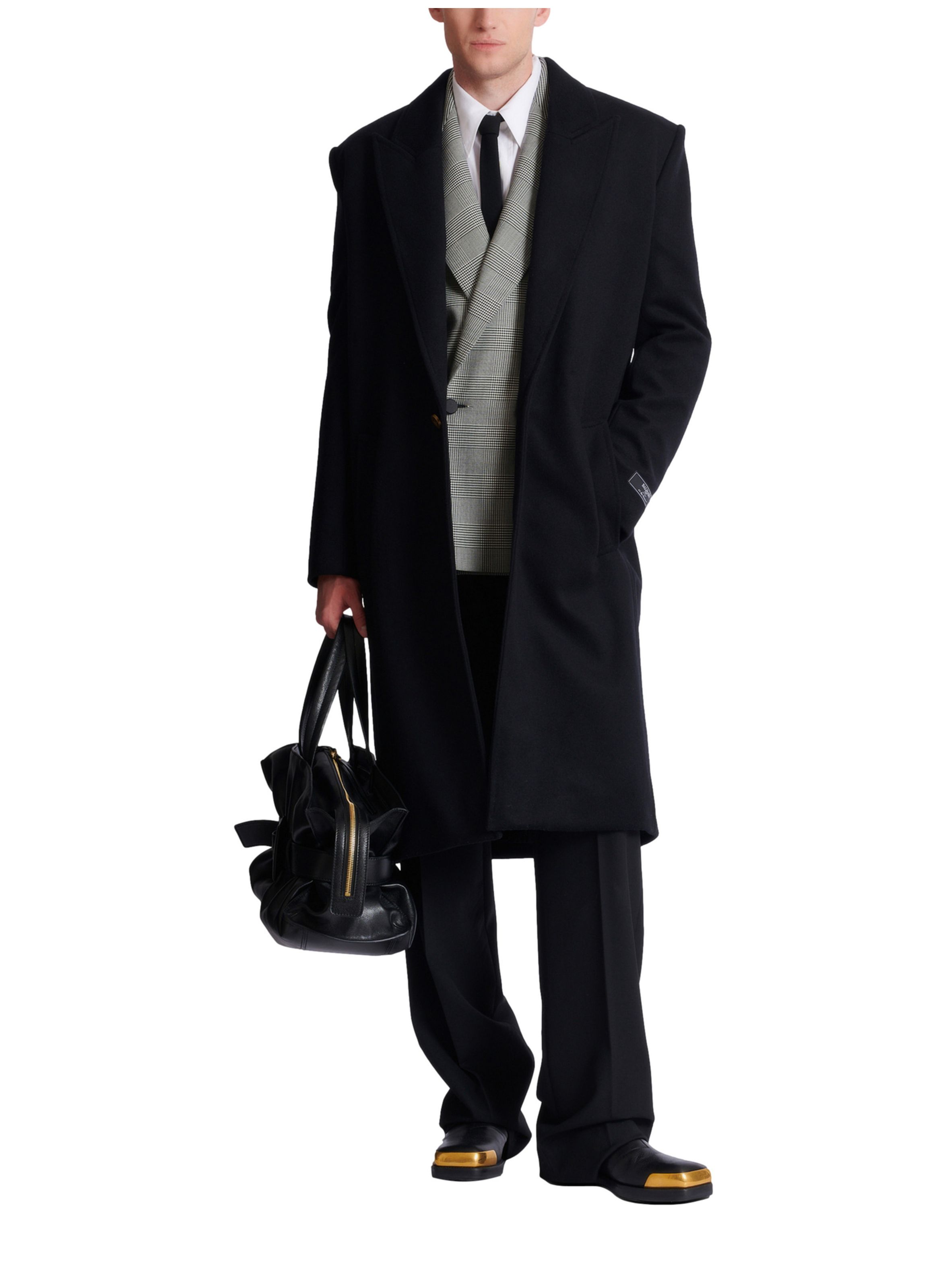 Manteau oversize en laine et cachemire BALMAIN Noir