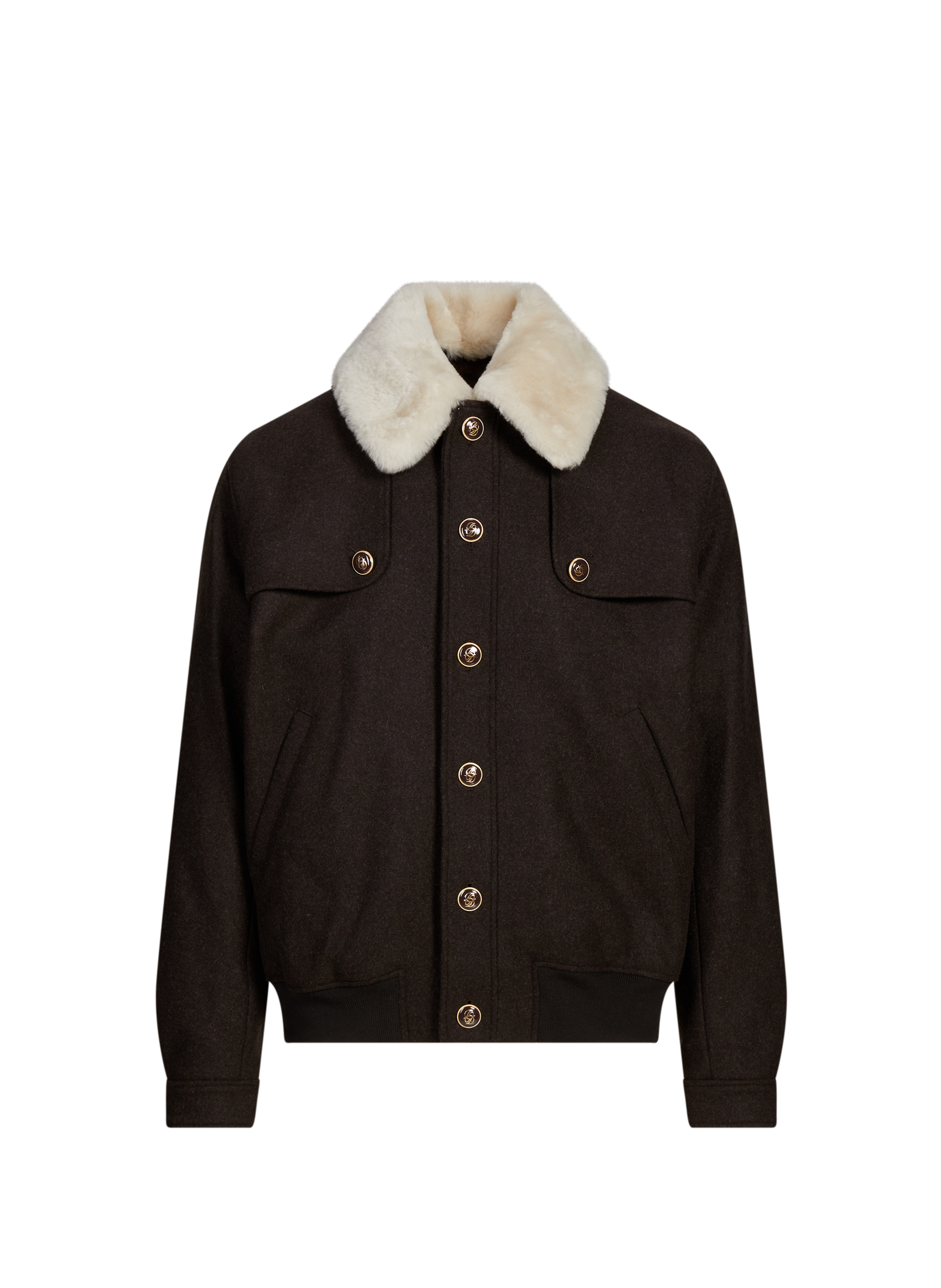 DROLE DE MONSIEUR Le Blouson à col contrasté en laine mélangée Marron