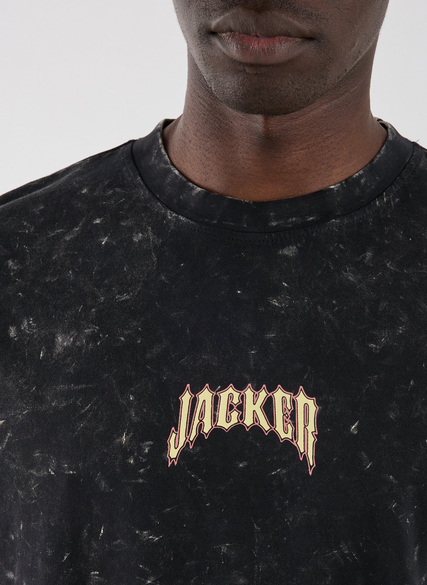 Biker-style cotton t-shirt JACKER. Black