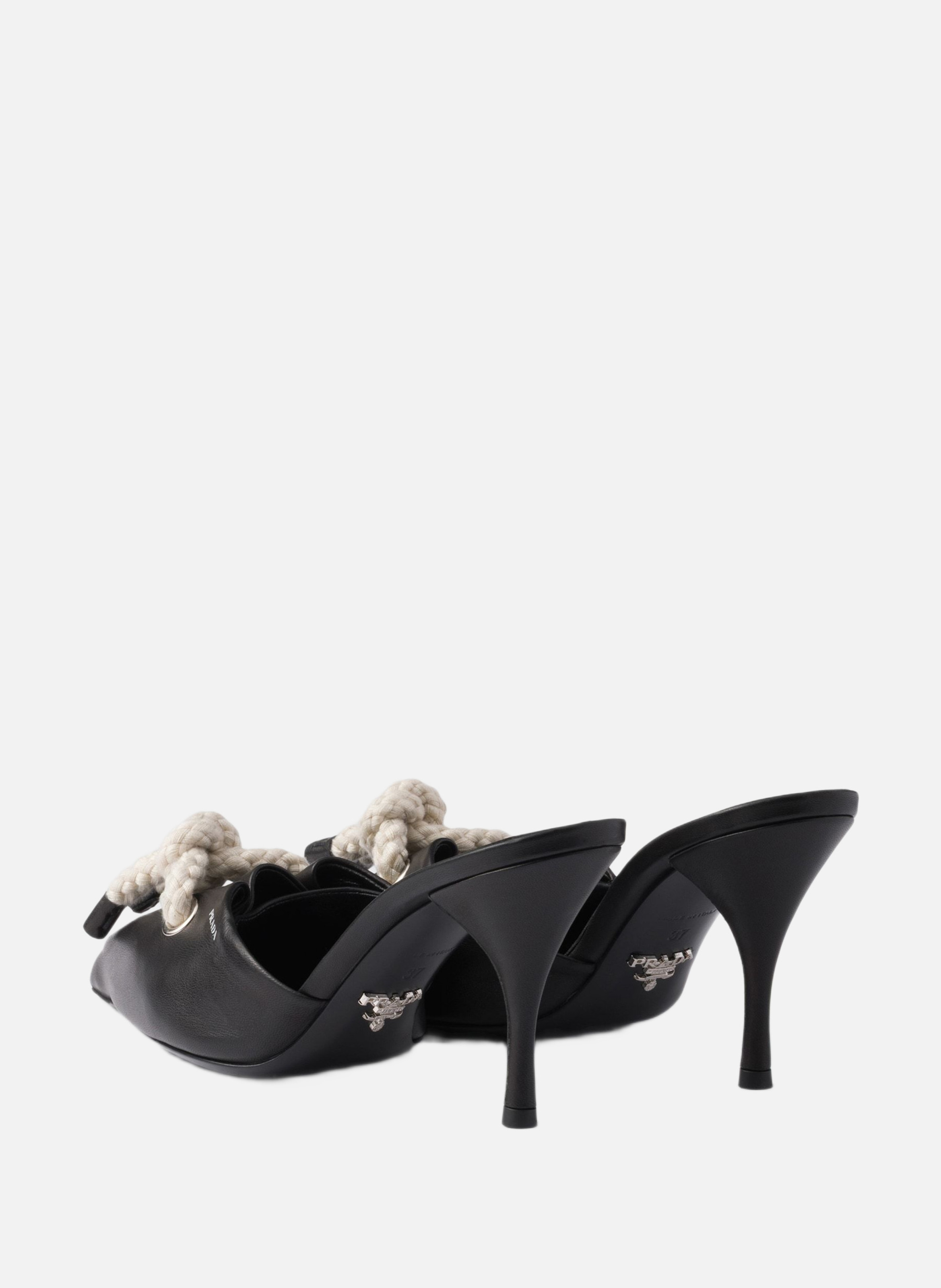 Mules en cuir nappa avec cordon PRADA Noir