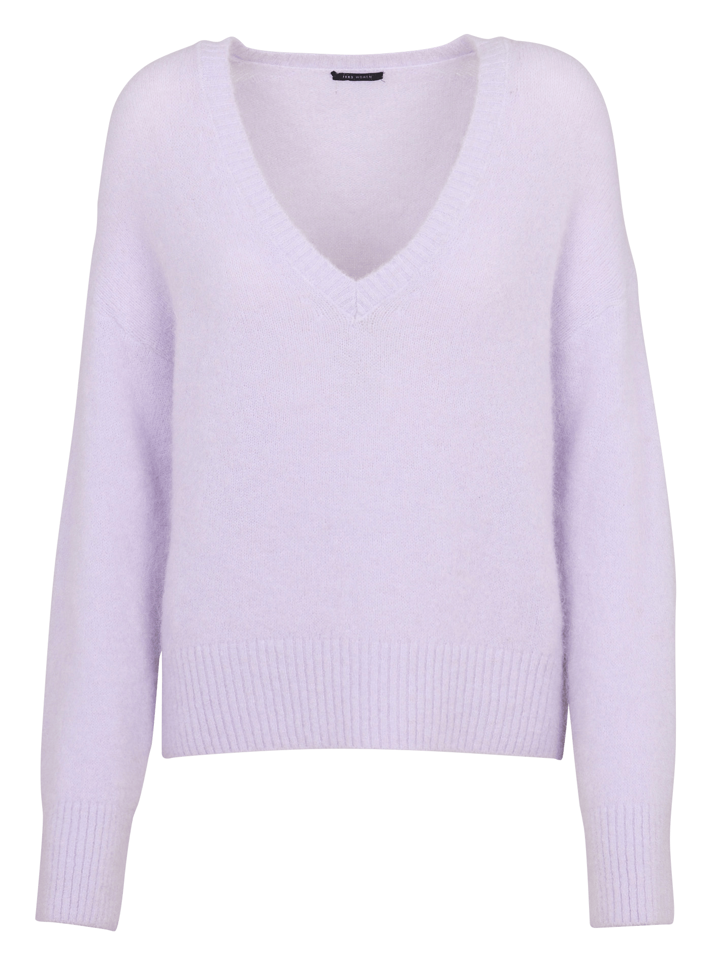 Pull droit col v en alpaga mélangé IKKS Violet