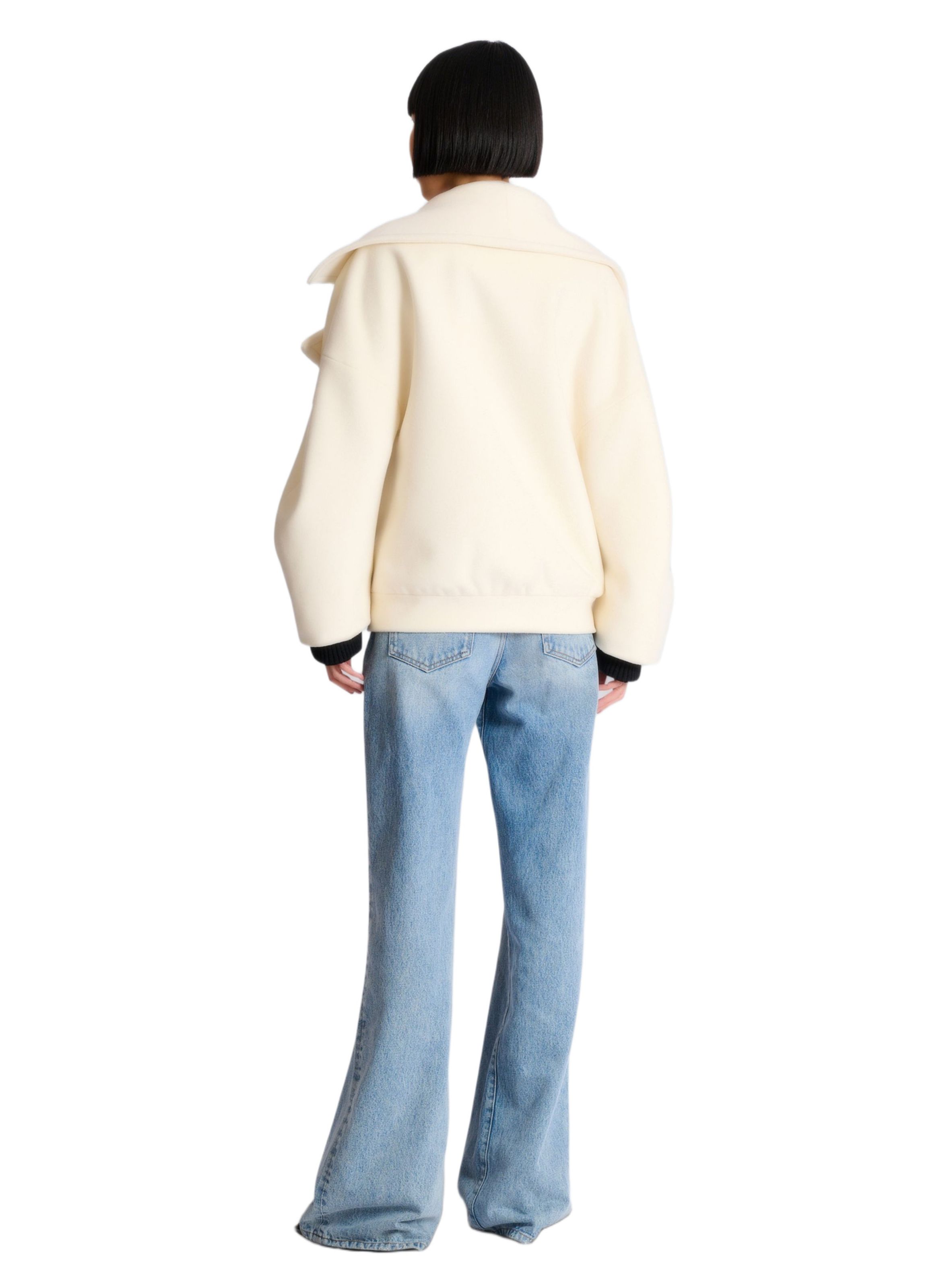 Caban 4 boutons en laine BALMAIN Blanc