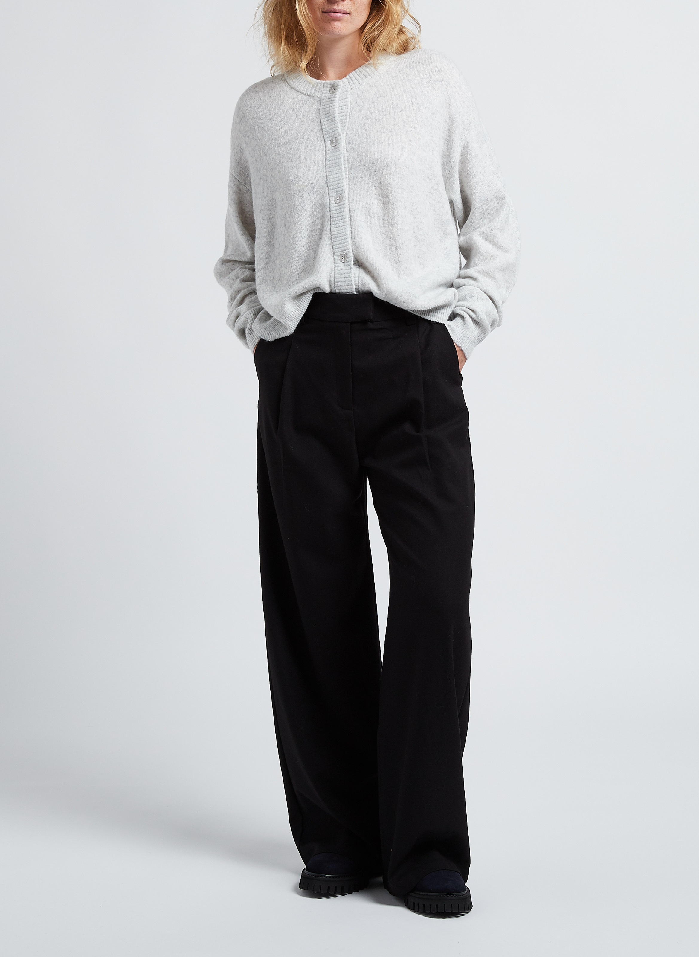 Gilet oversize col rond boutonné damsville AMERICAN VINTAGE Gris