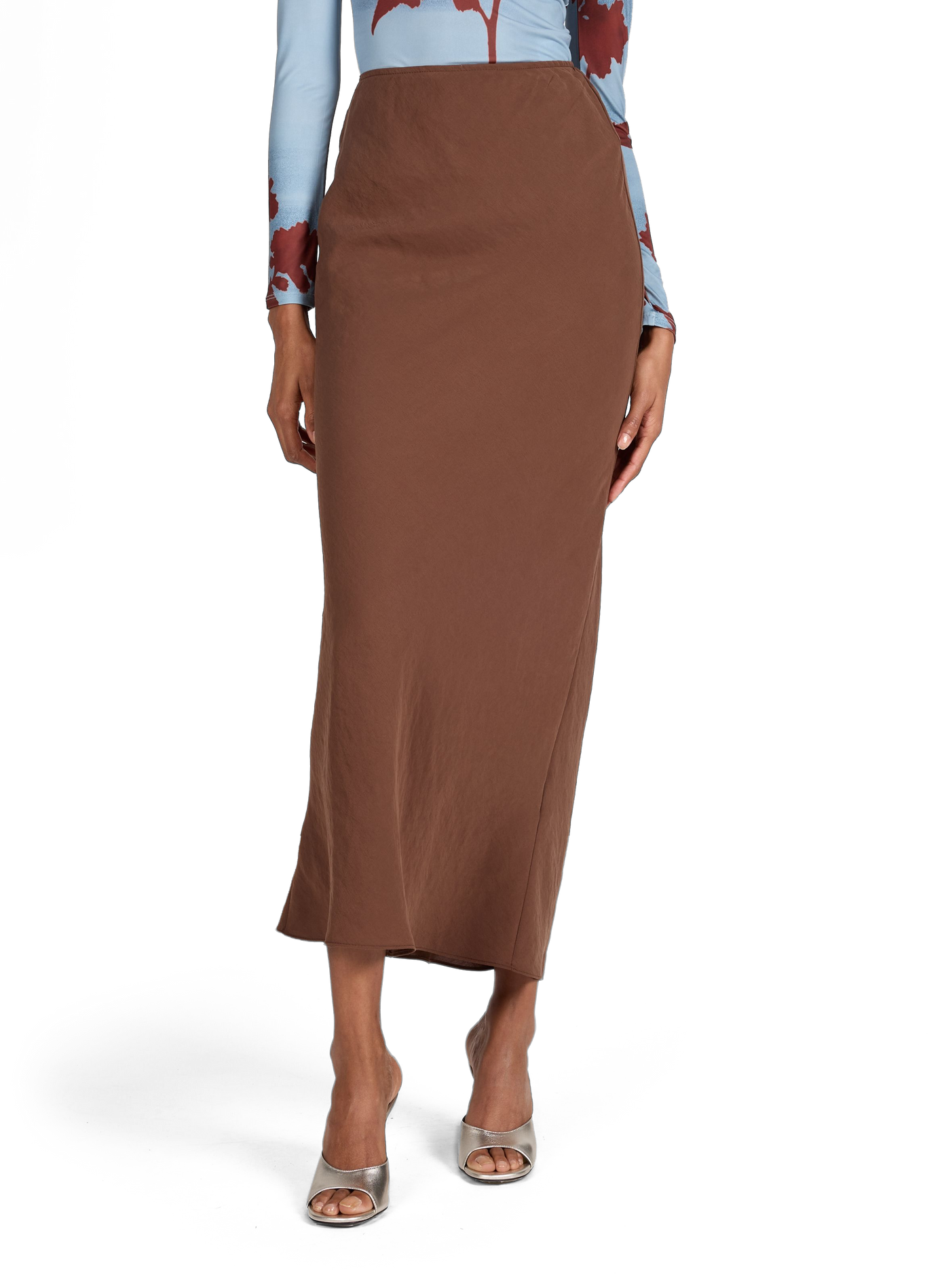Tsisa Midi Skirt TOPSHOP Brown