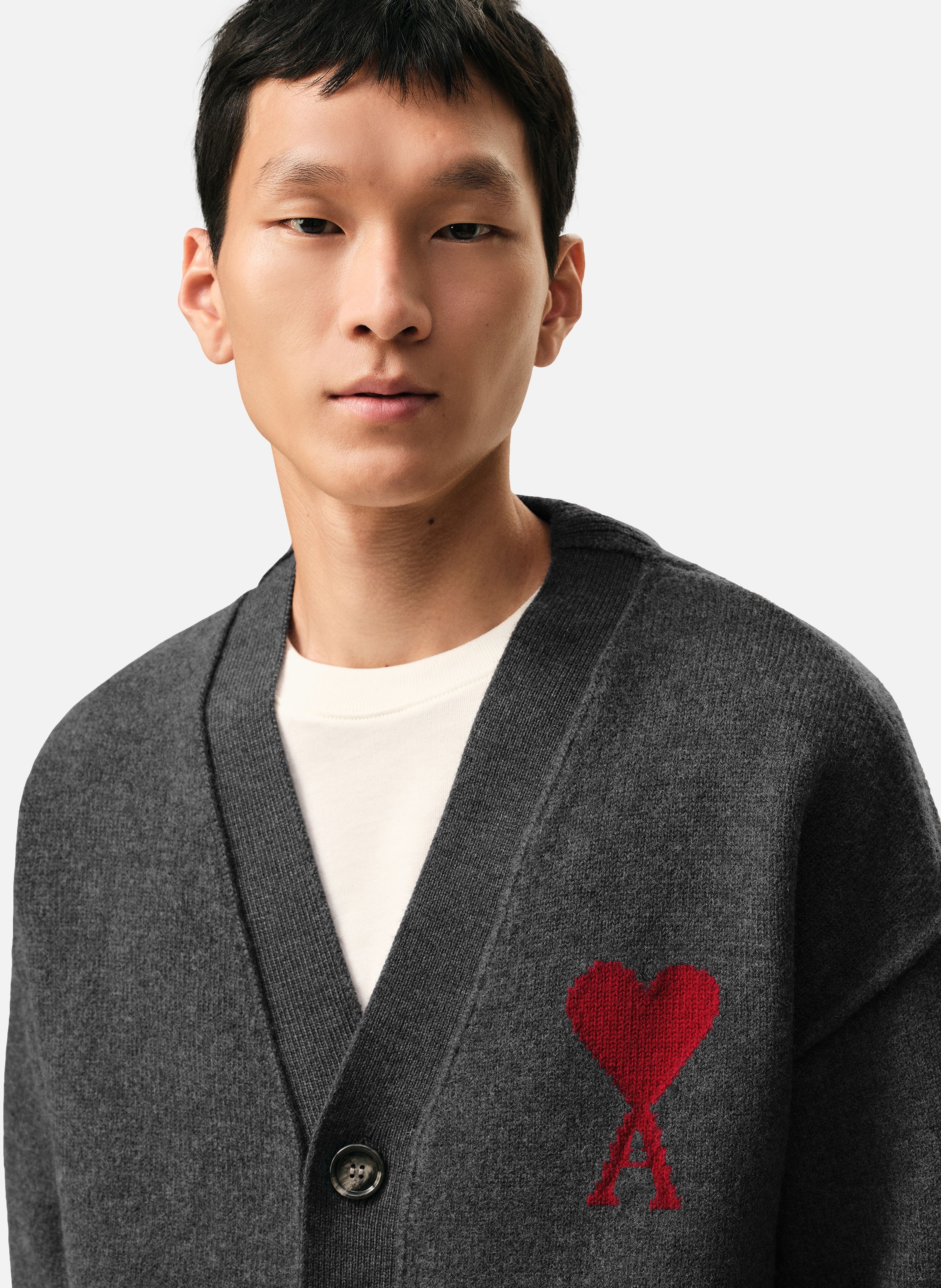 Cardigan Ami De Coeur En Laine unisexe AMI PARIS Gris