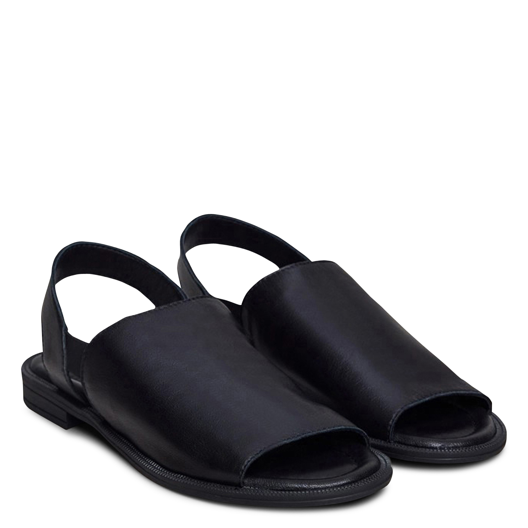 Sandales plates unies en cuir jess JONAK Noir