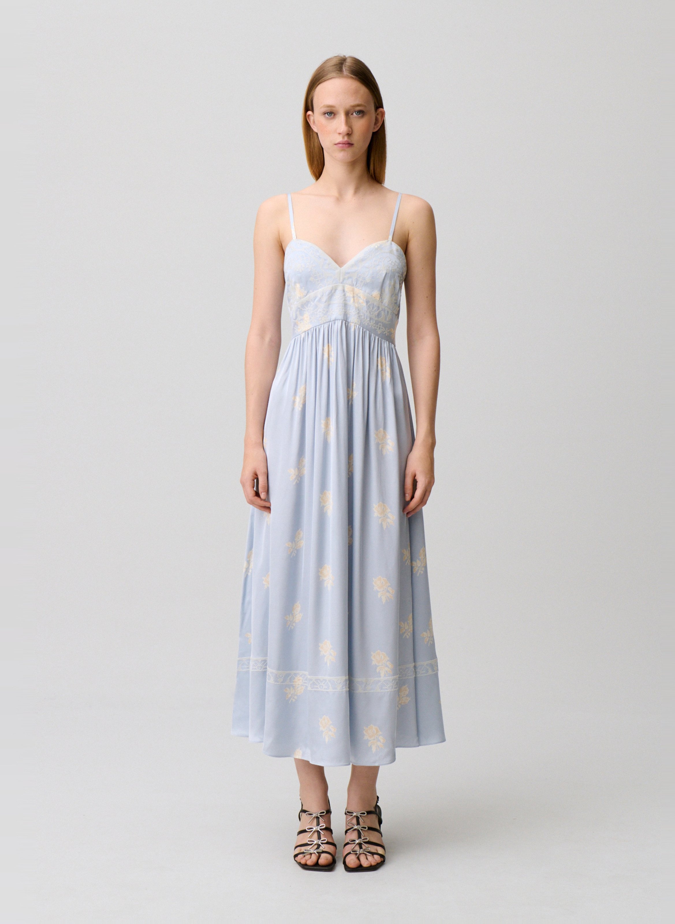 Robe longue col v brodée CLAUDIE PIERLOT Multicolore