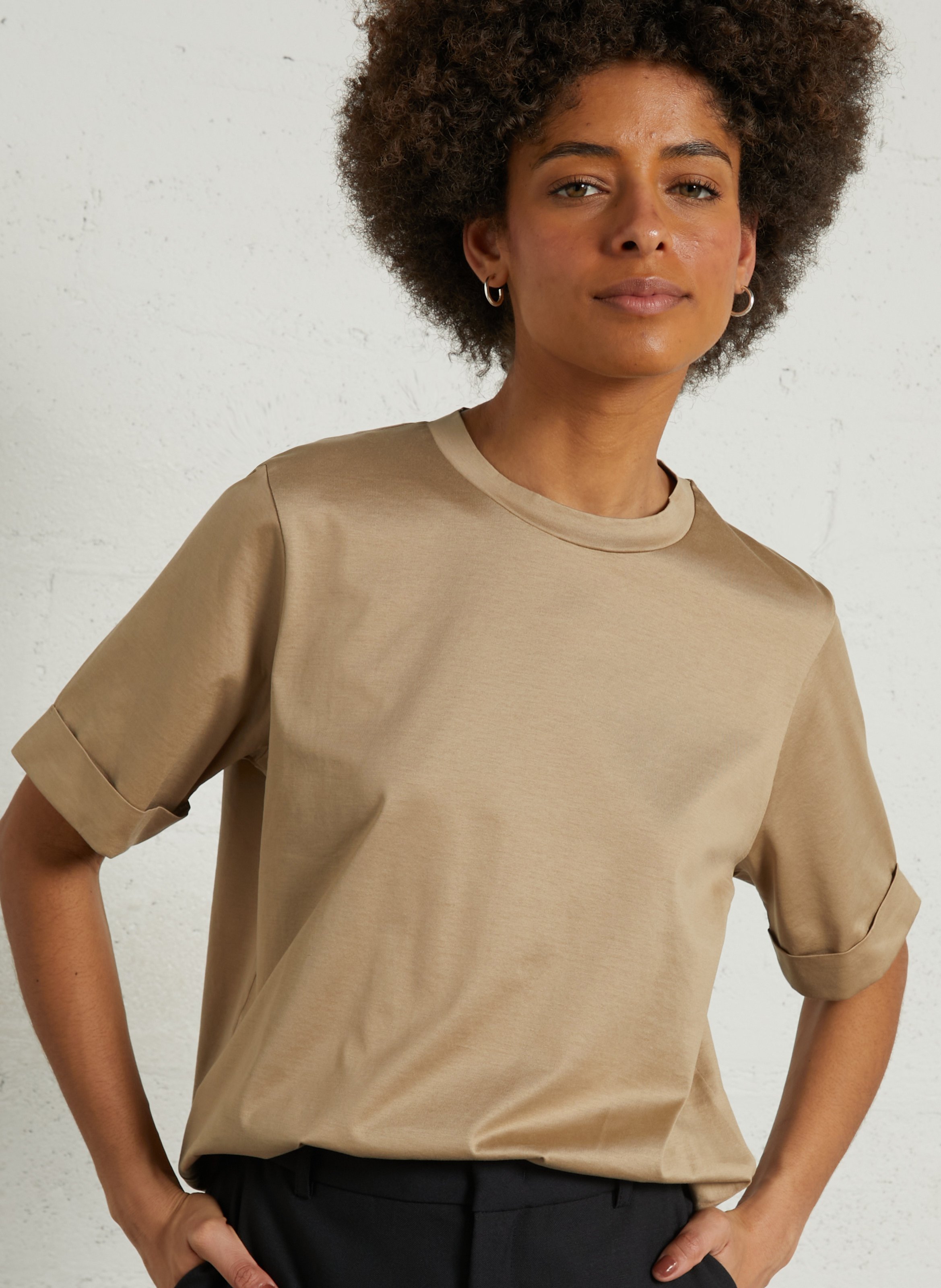 Tee-shirt droit en coton ama SOEUR Beige