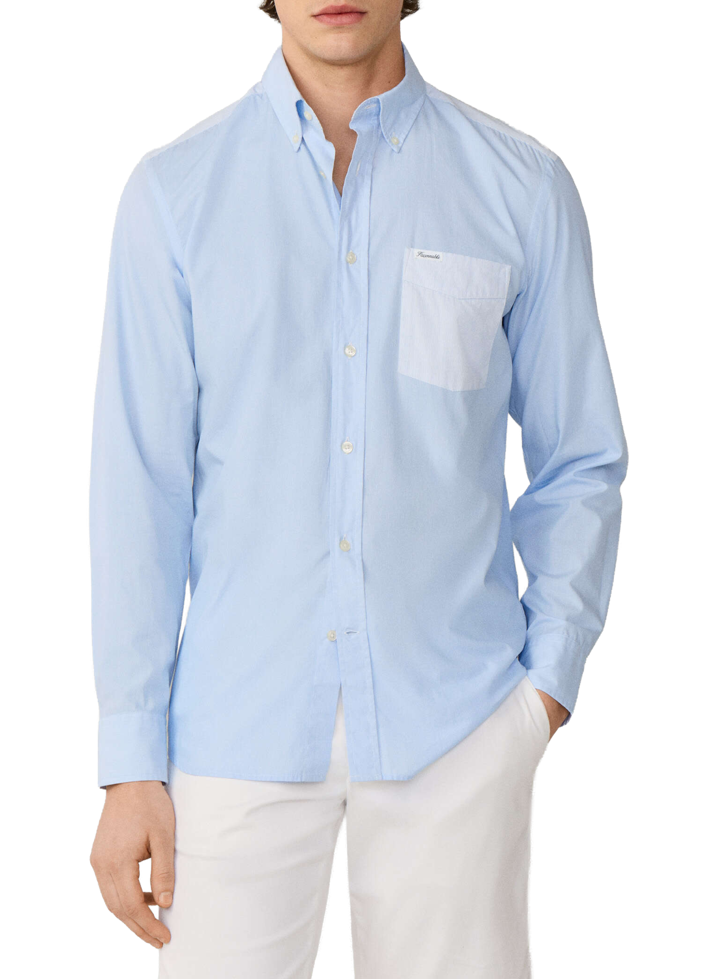 Shirt with embroidered brand logo on the back in cotton FACONNABLE Blue