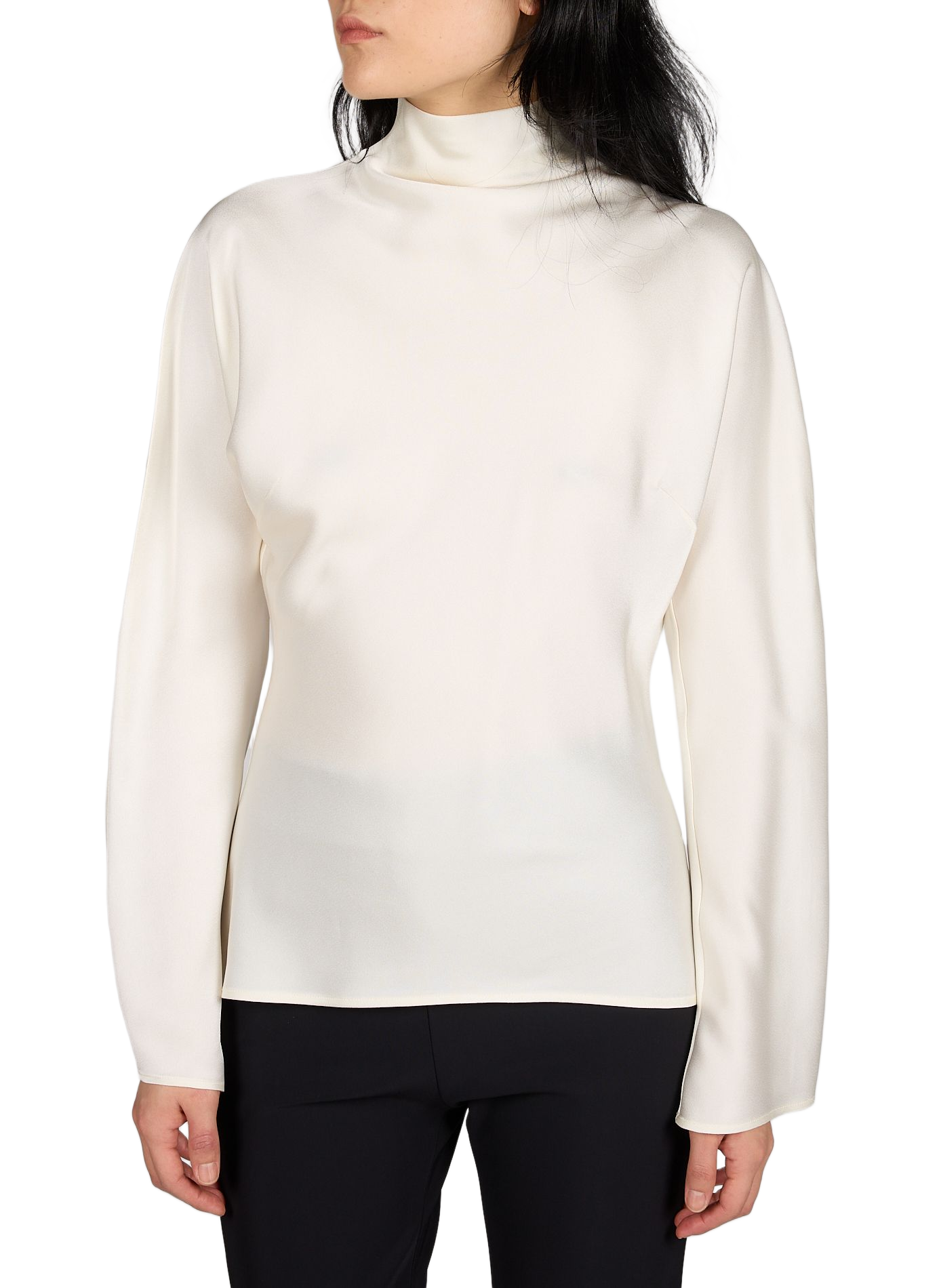 Top with satin-effect buttoned collar ROHE FRAMES Beige