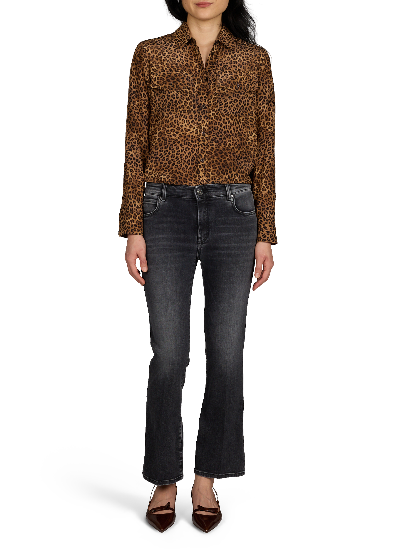 Cropped cotton blend jeans MAX MARA WEEK END Black
