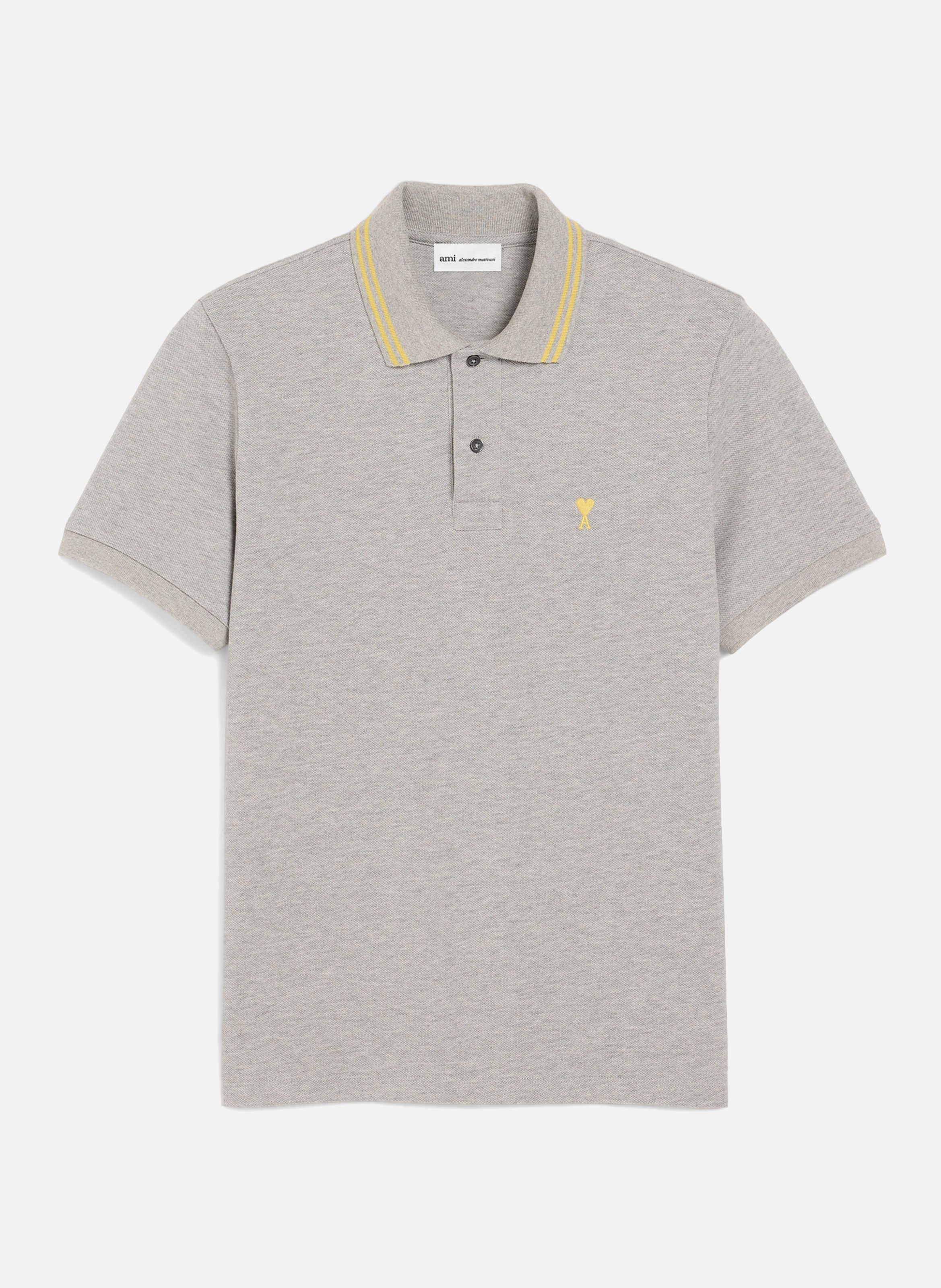 Polo ami de coeur en coton AMI PARIS Gris