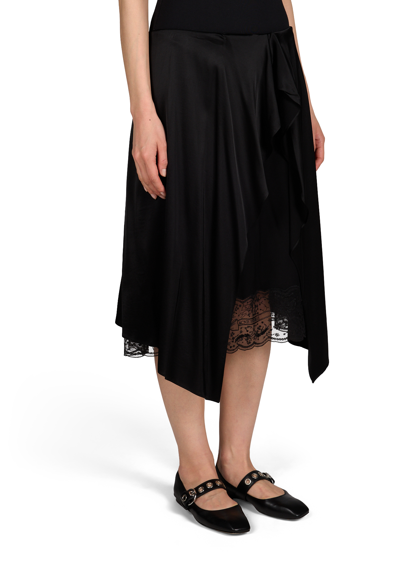 Satinrock mit asymmetrischer Spitze ACNE STUDIOS Schwarz