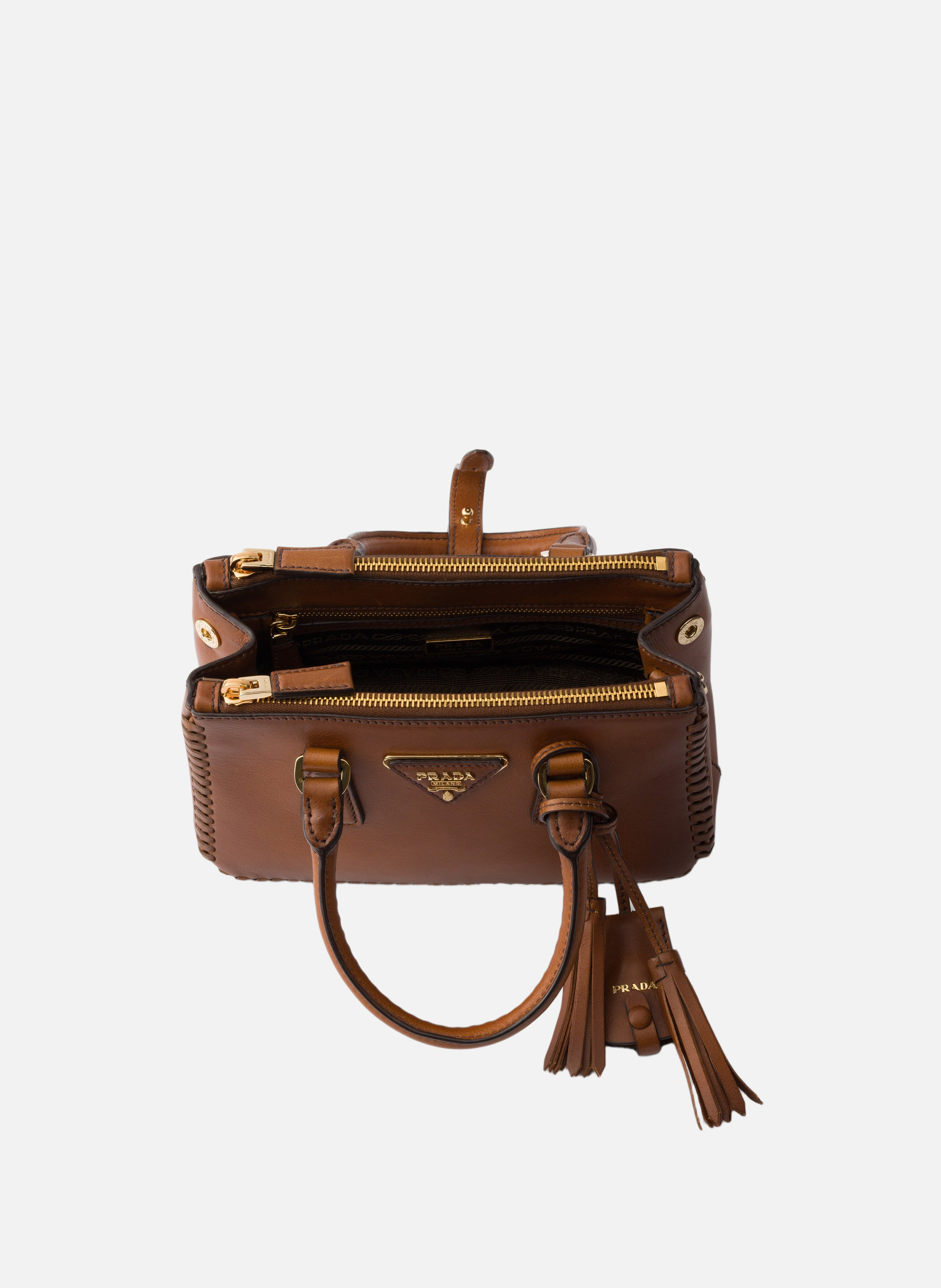 Mini sac prada galleria en cuir PRADA Marron