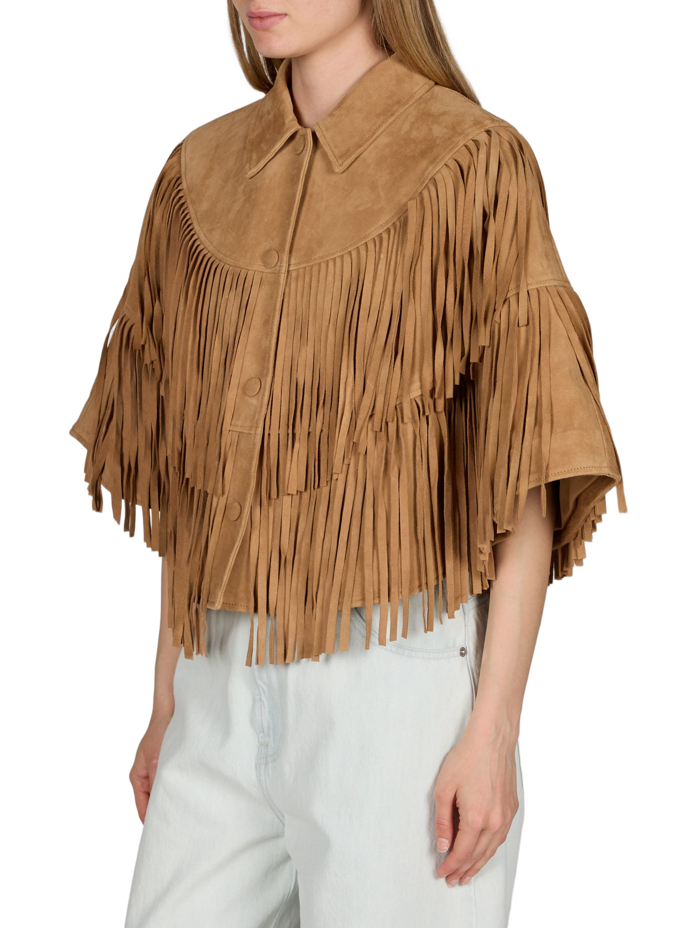 Valina fringed suede cape BERENICE Brown