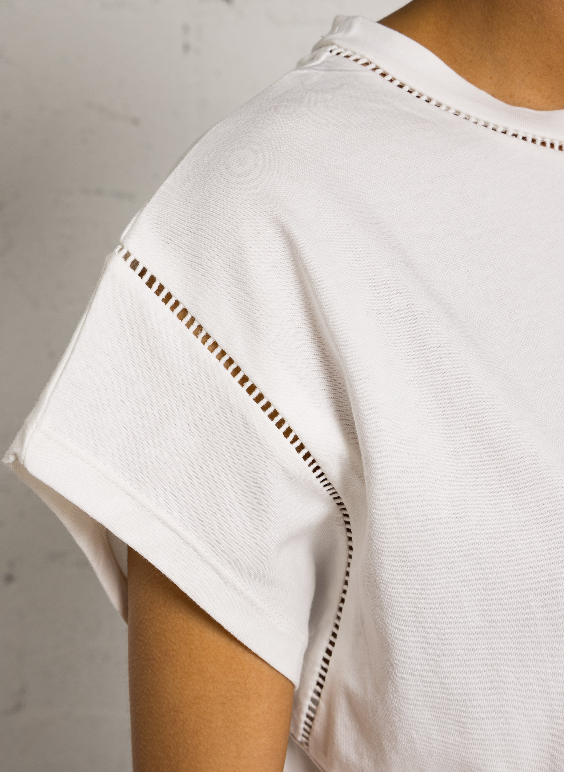 Tee-shirt col rond en coton louise Blanc