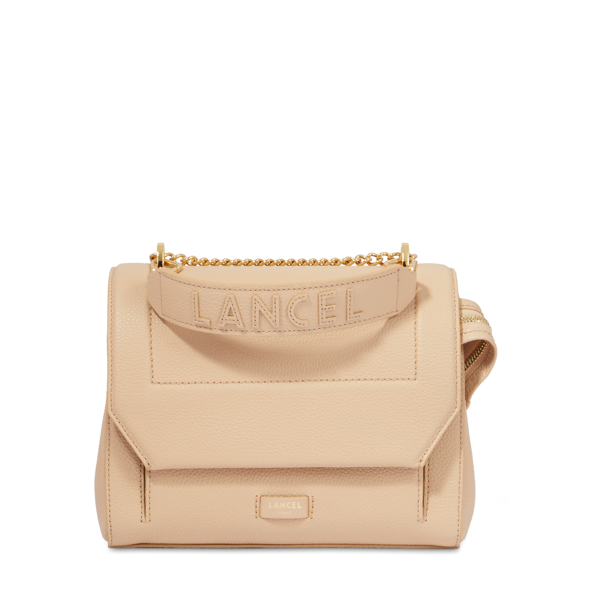 Medium ninon flap bag by lancel in leather  Cappuccino/dore