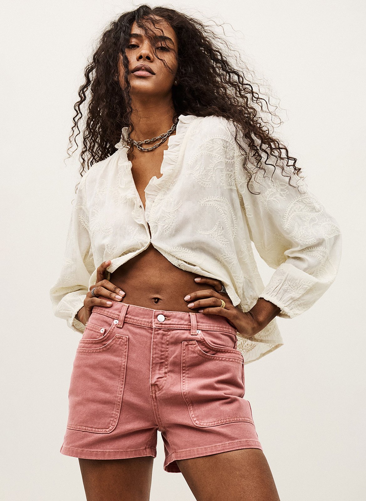 Short droit en coton bevy BA&SH Rose