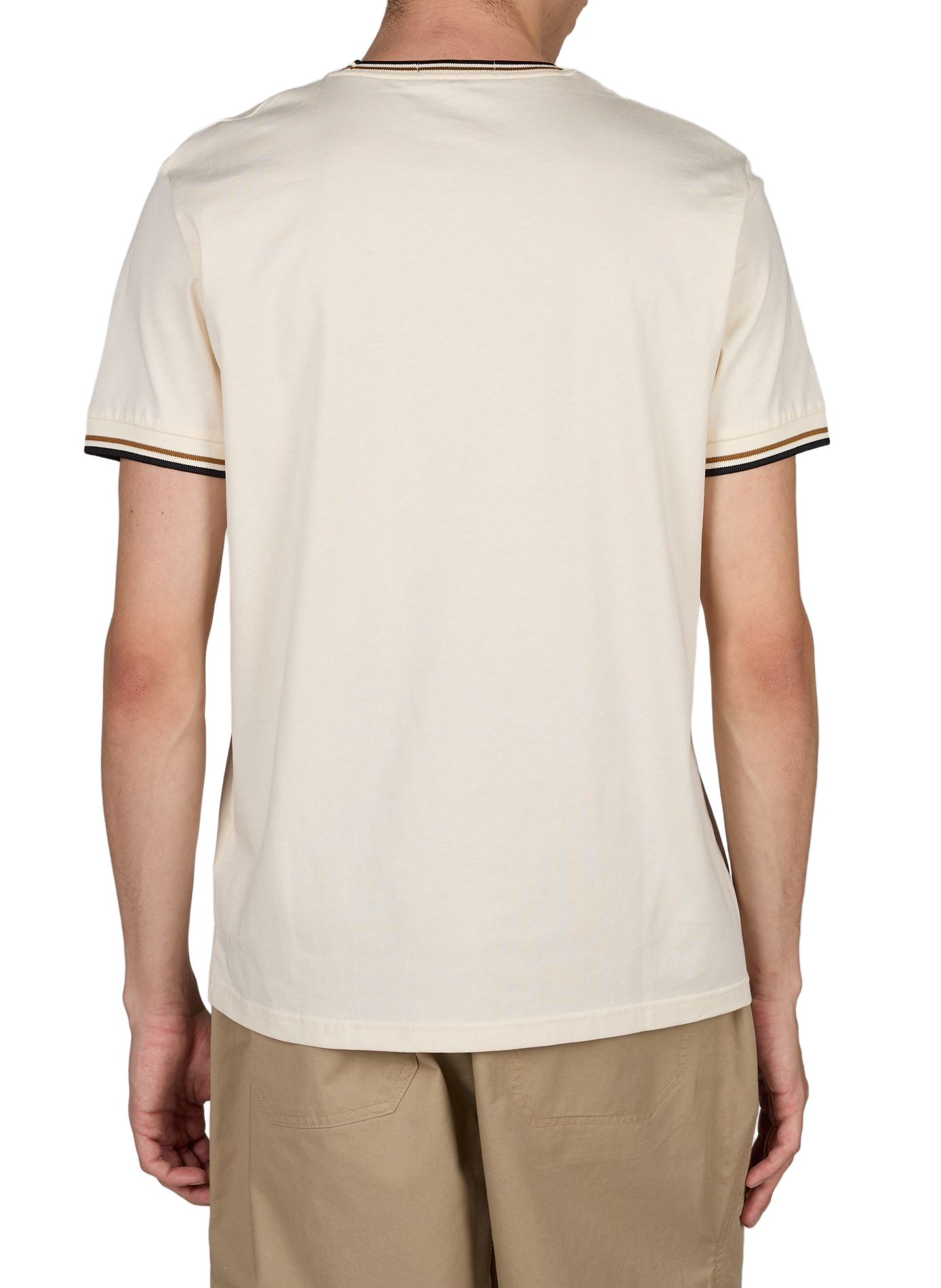 Plain round neck cotton T-shirt FRED PERRY Beige