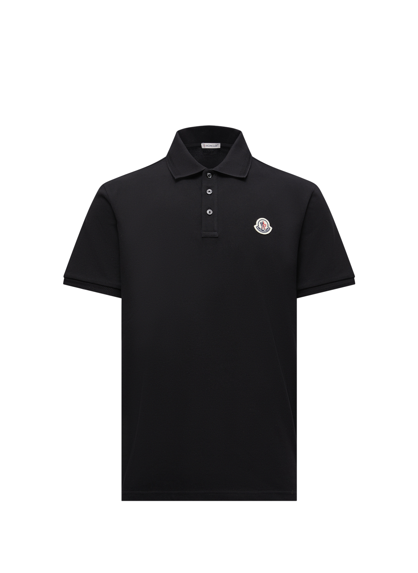Polo manches courtes à logo en coton piqué MONCLER Noir