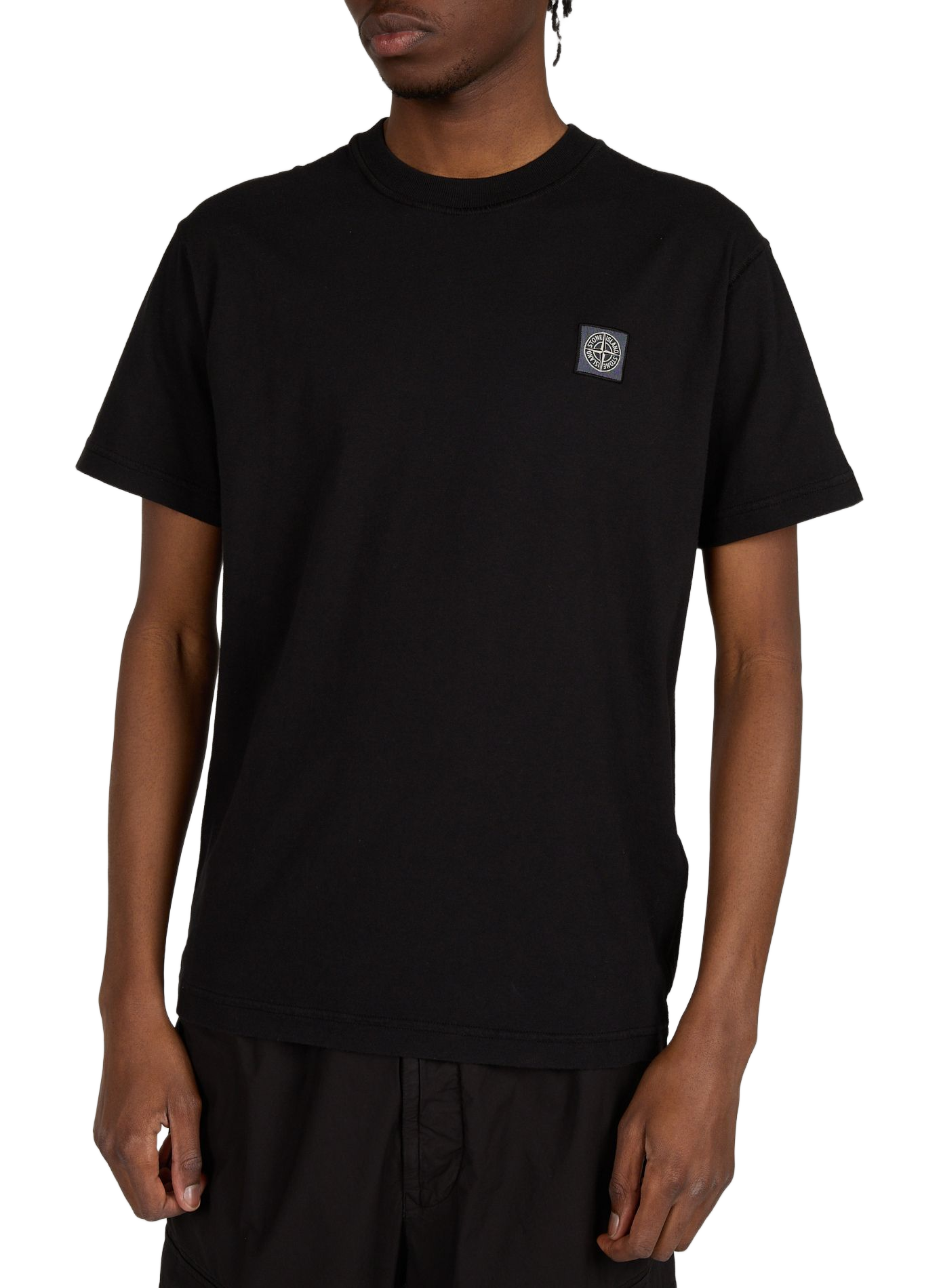 Straight round neck t-shirt STONE ISLAND Black
