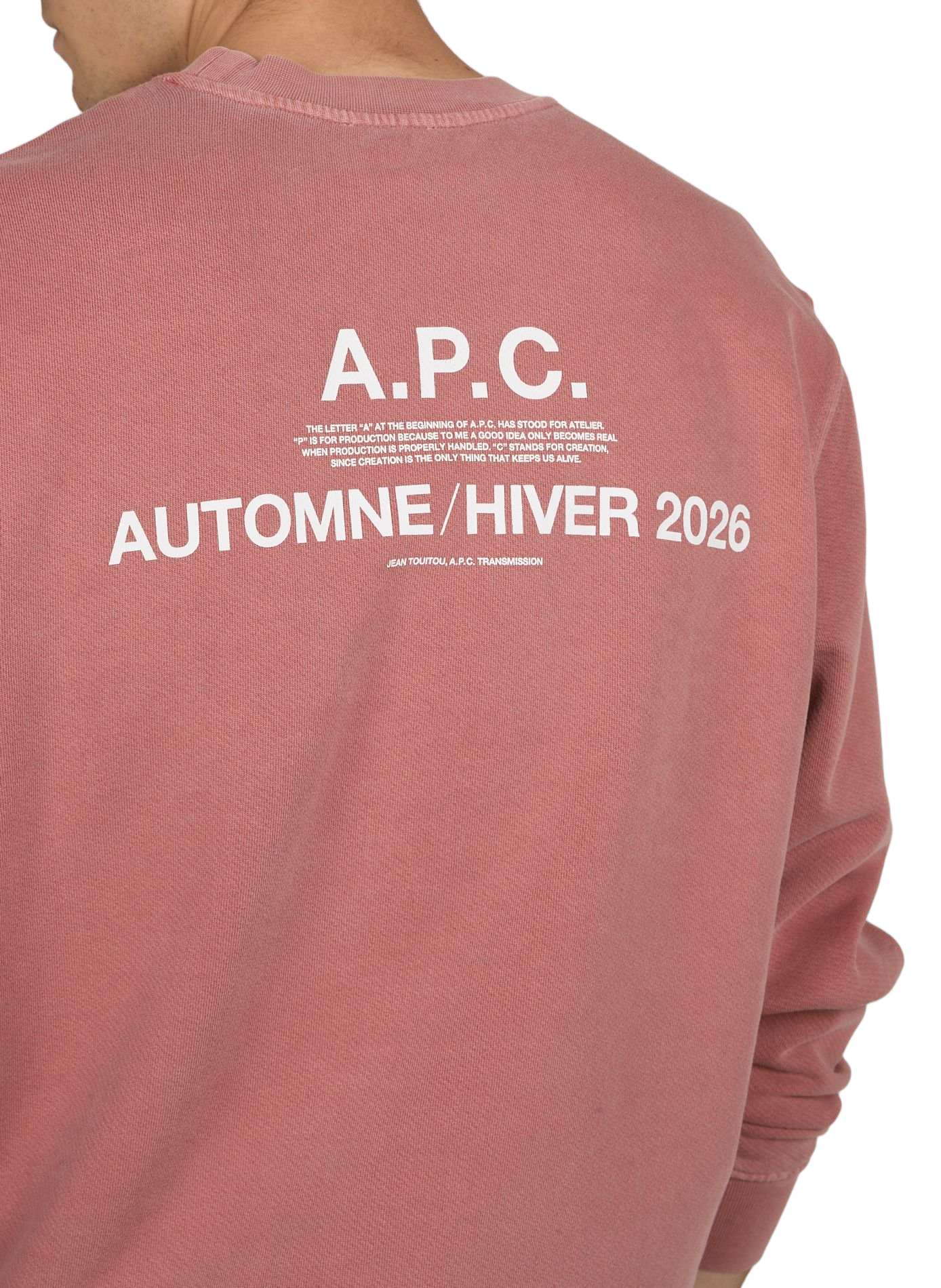 Sweatshirt droit à logo en coton A.P.C. Rose