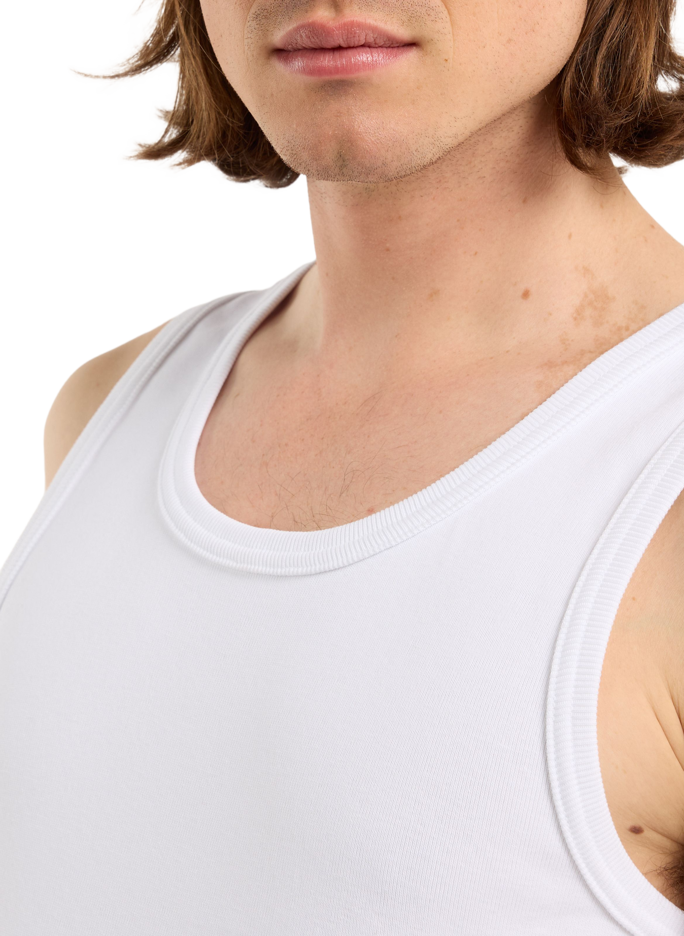 Tanktop Dank met ronde hals van katoen SAISON 1865 Wit