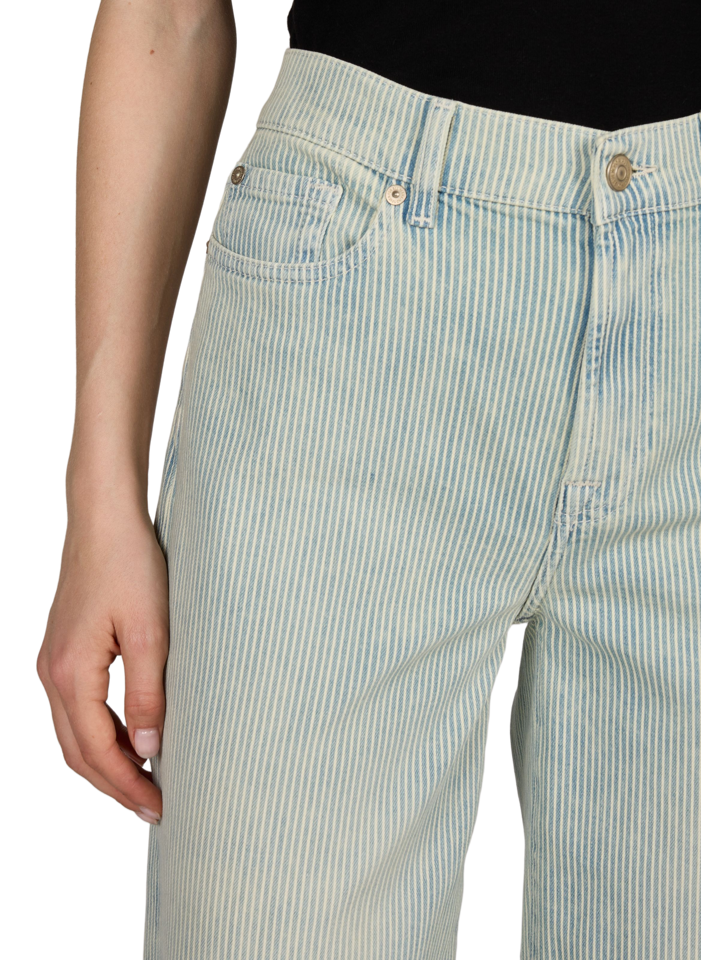 Jean Lotta à rayures en coton mélangé 7 FOR ALL MANKIND Bleu