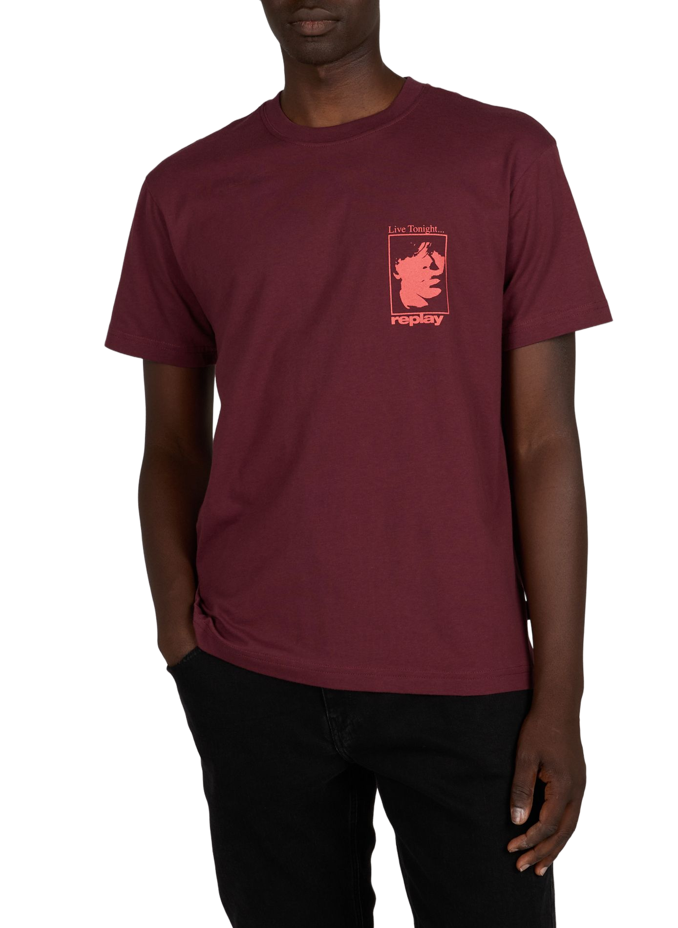 Cotton T-shirt with printed back REPLAY Red
