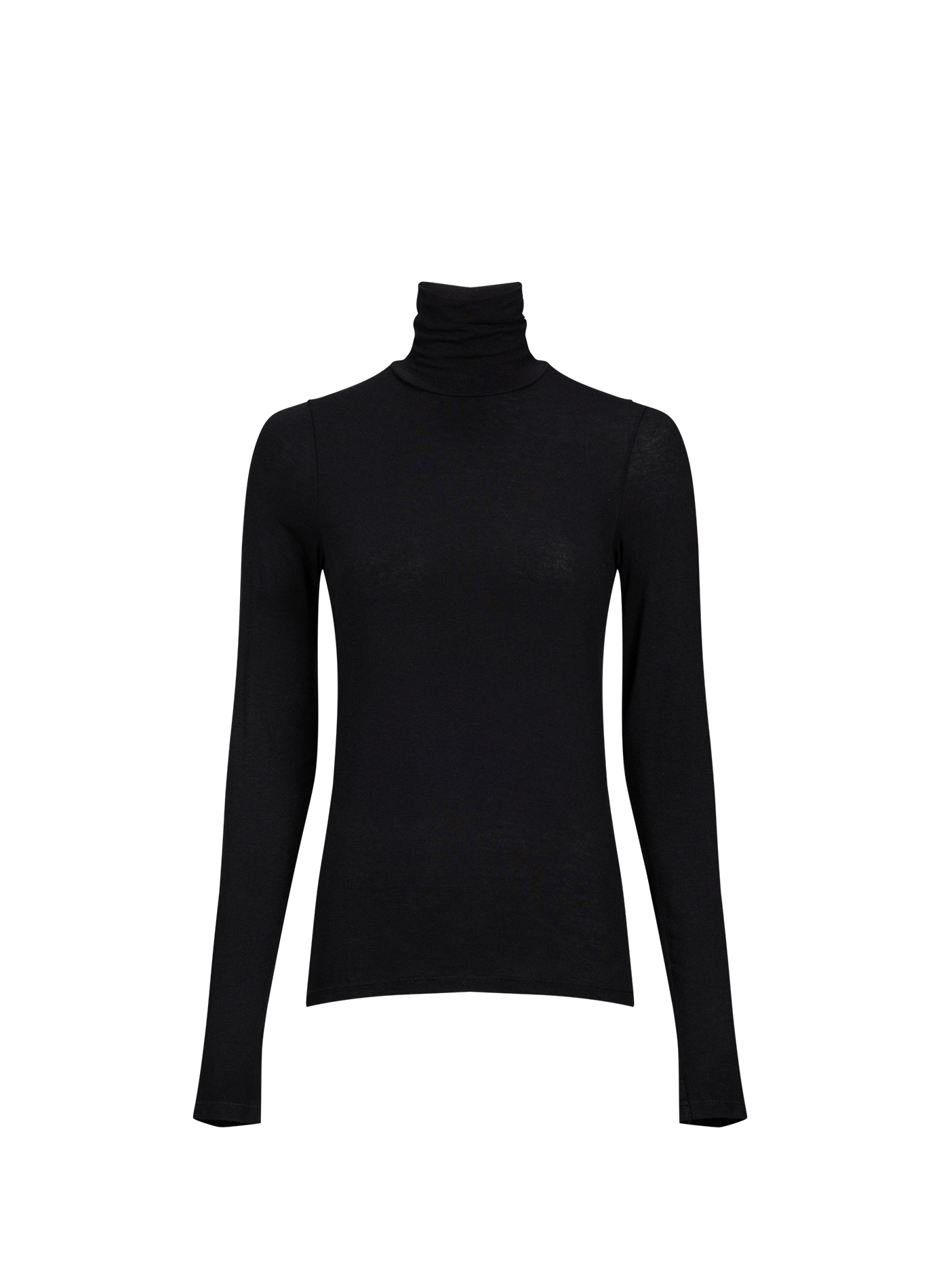 Rollkragenpullover in einfarbigem geradem Schnitt TELA Schwarz