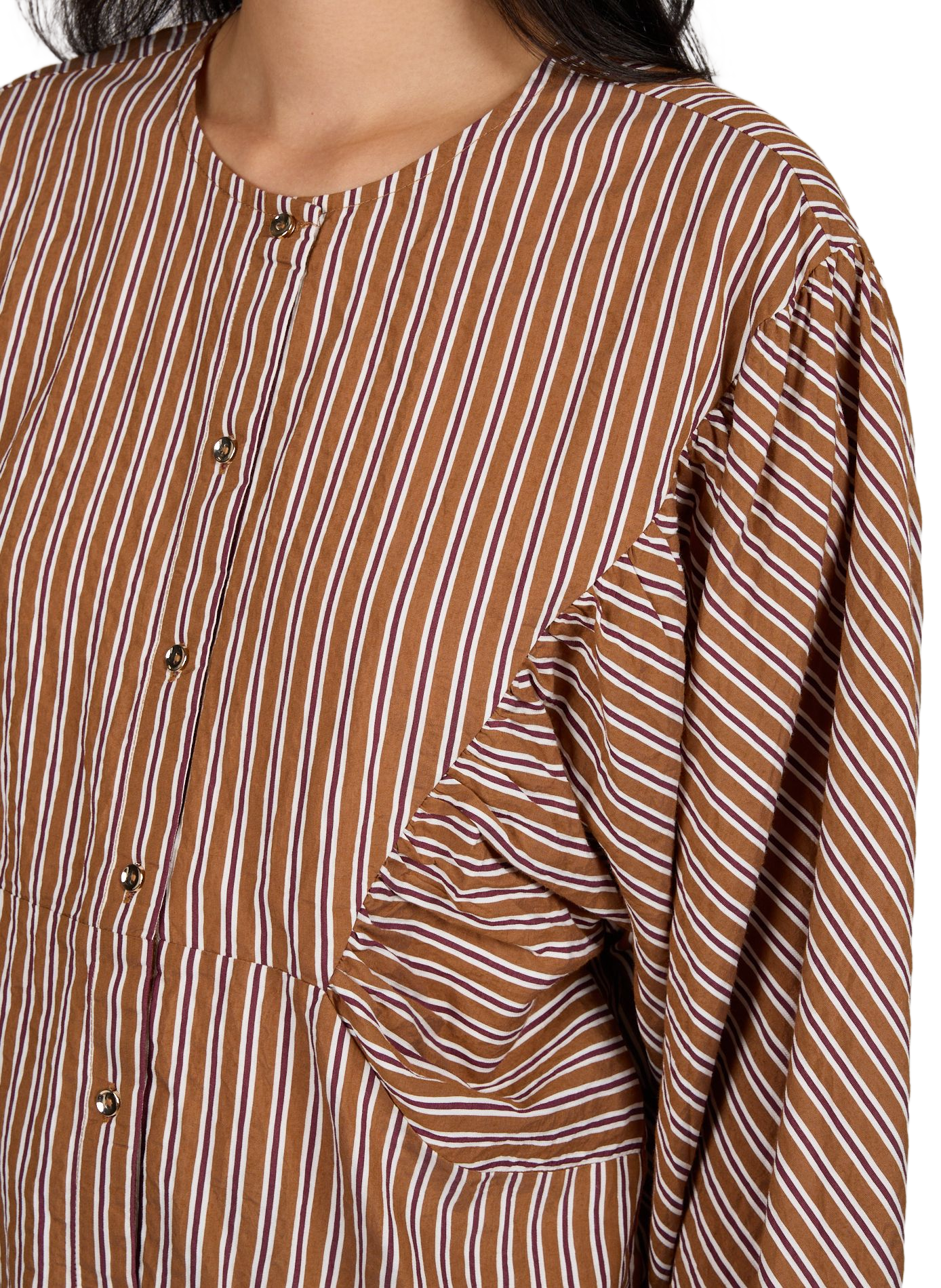 Buttoned Striped Shirt VILA Brown