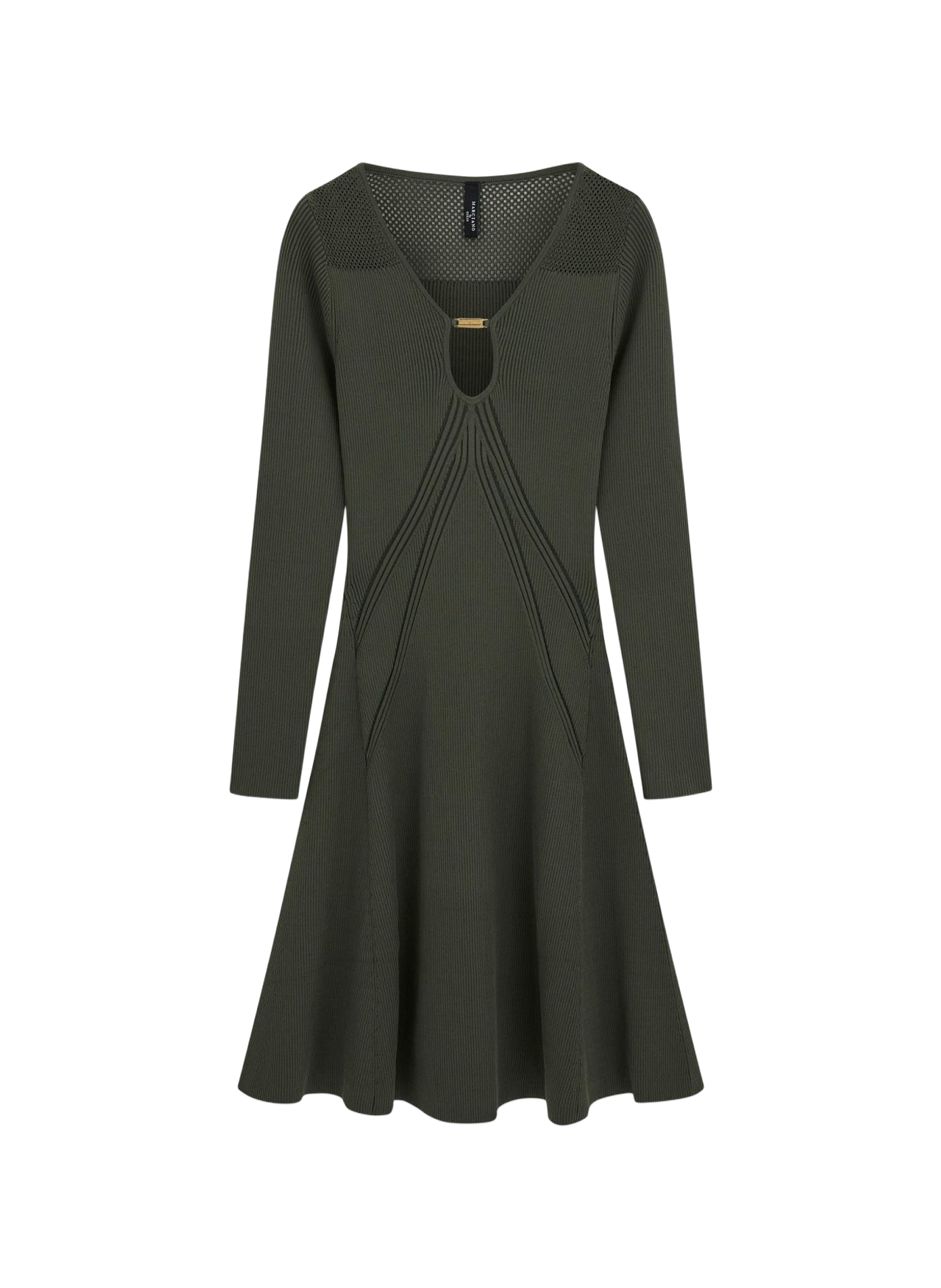 Robe Jamila courte évasée ajourée GUESS Kaki
