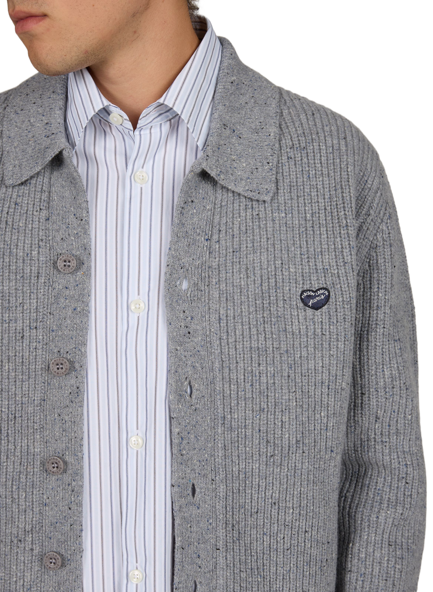 Weiter, melierter Wollcardigan MAISON LABICHE Grau