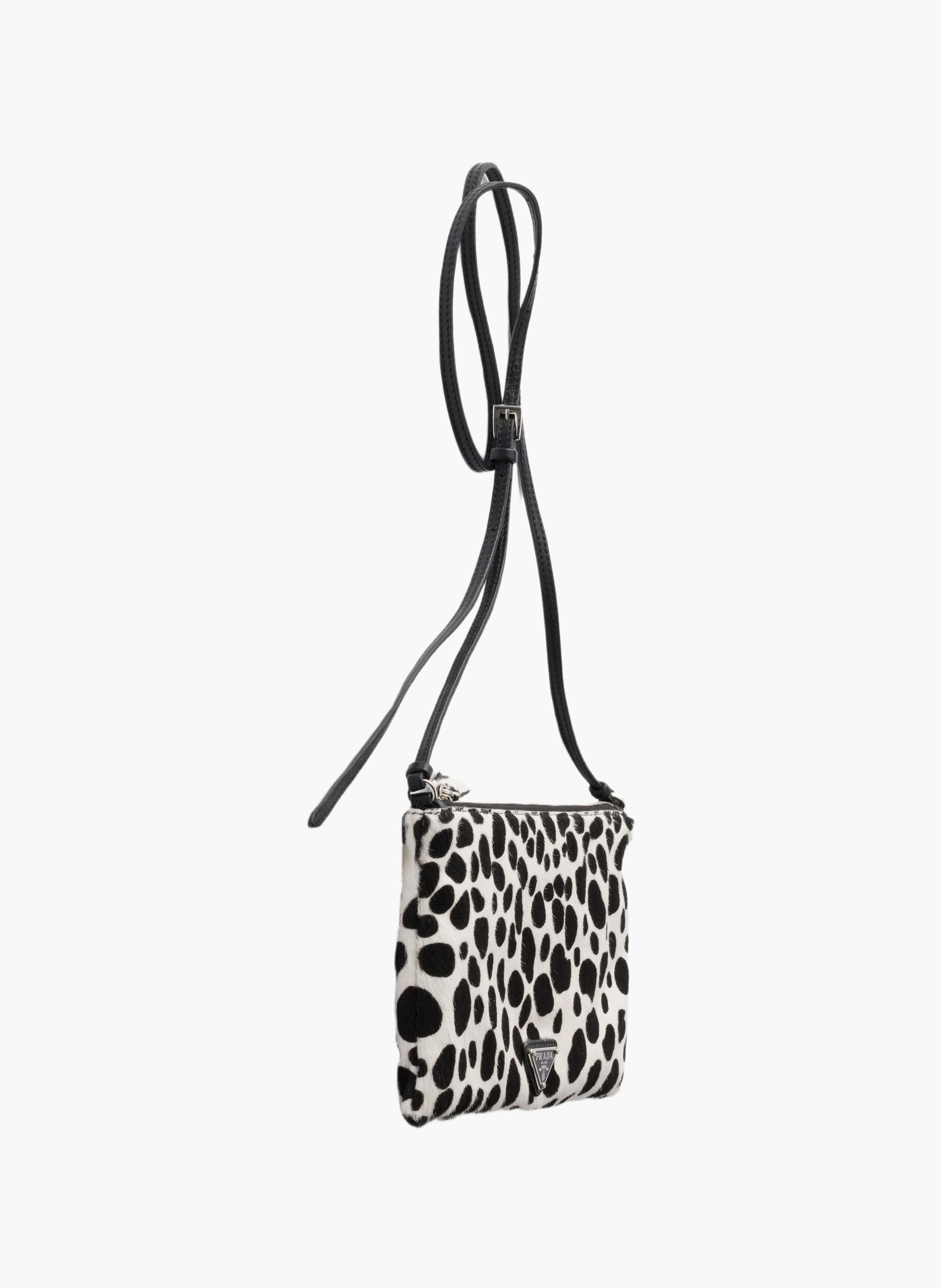 Petit sac à bandoulière en cuir de veau à imprimé PRADA Blanc