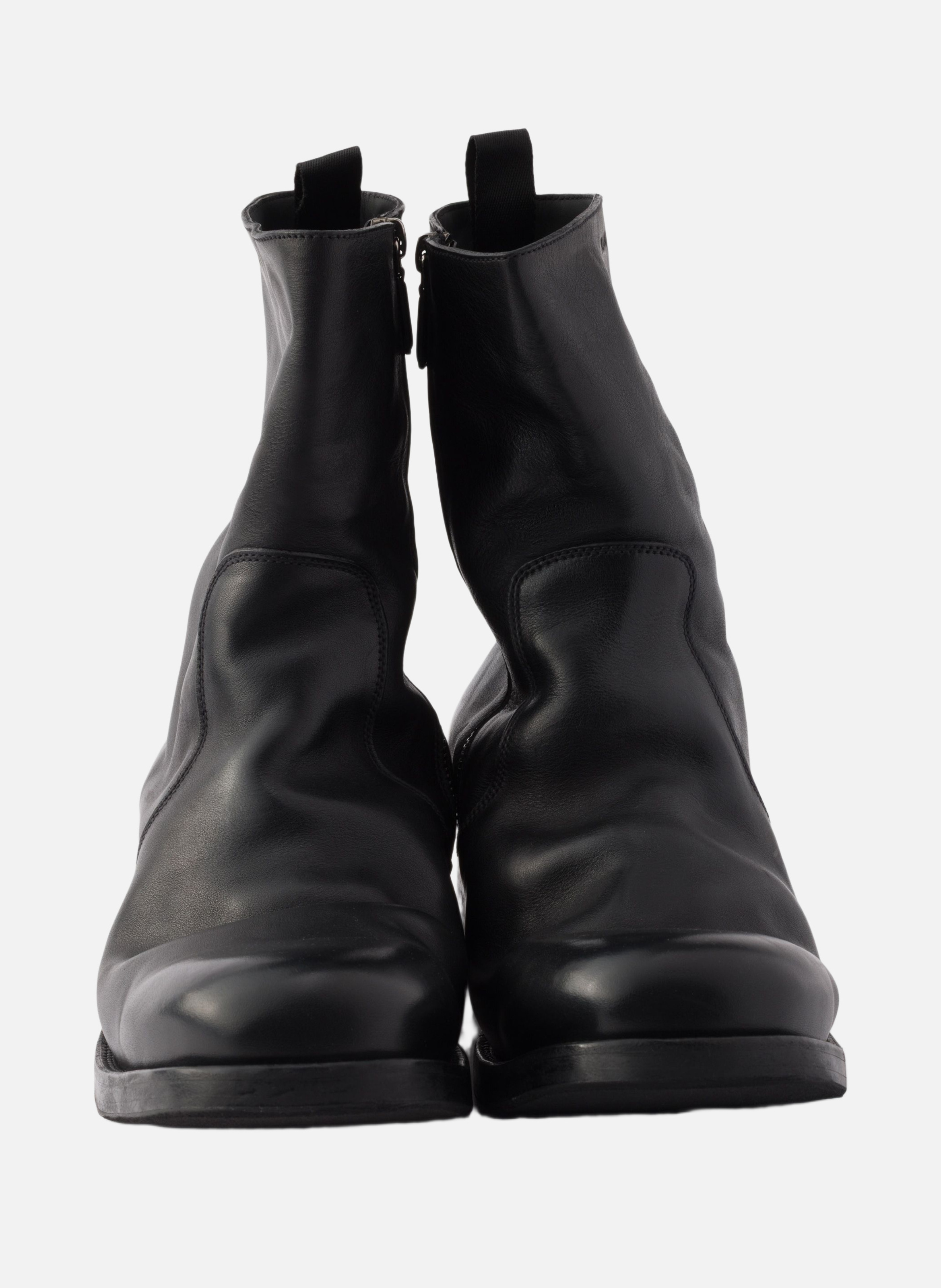 Bottes en cuir avec fermeture à glissière PRADA Noir