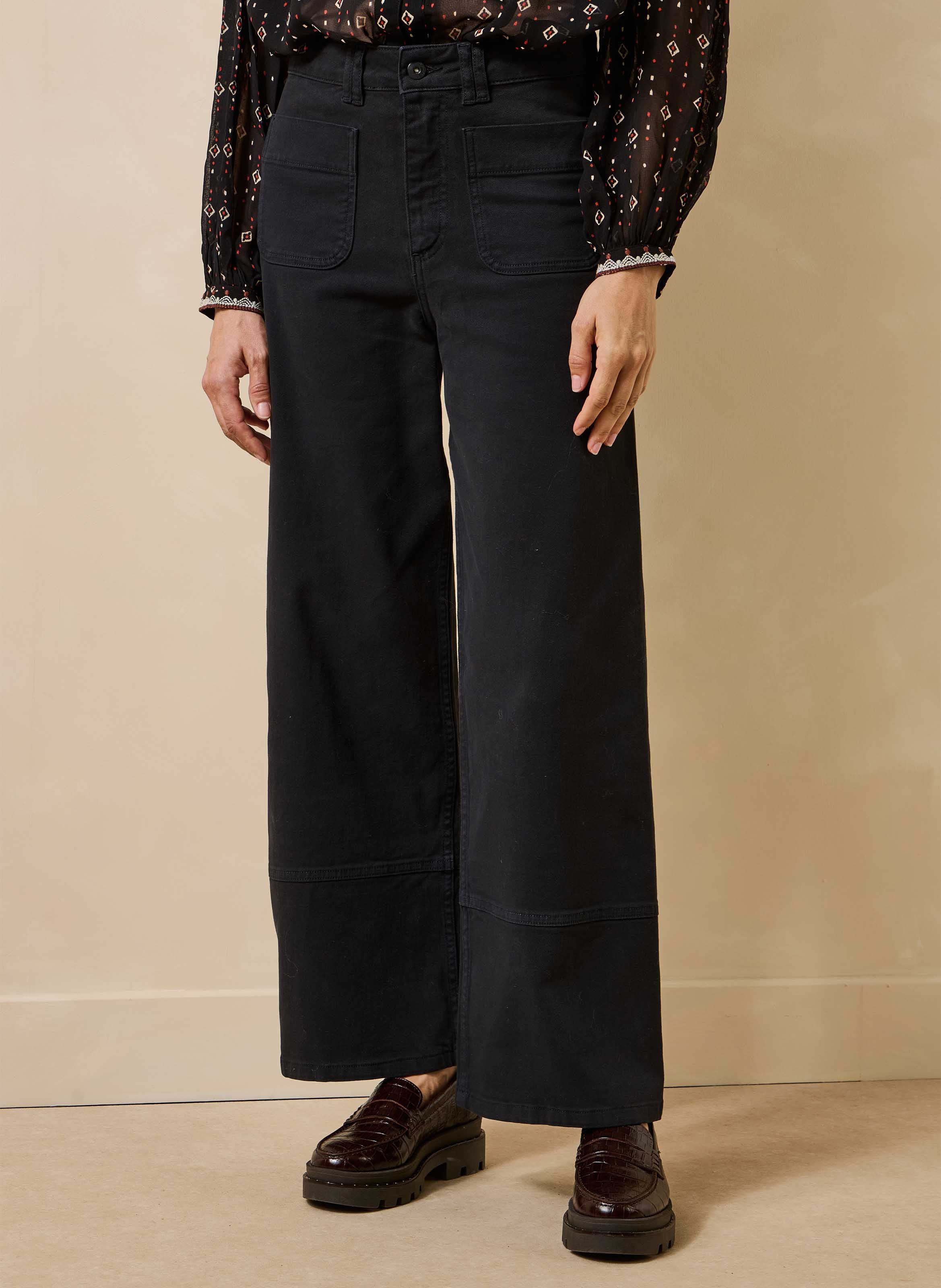 Rechte jeans met hoge taille van een biologisch katoenmengsel LA FEE MARABOUTEE Zwart