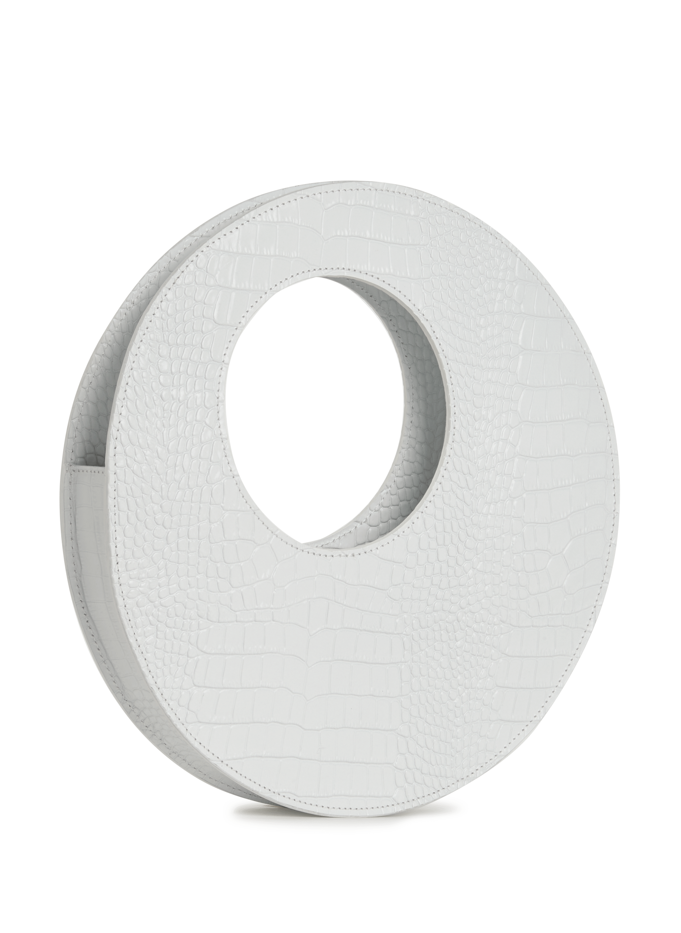 Round leather handbag A.W.A.K.E. MODE White