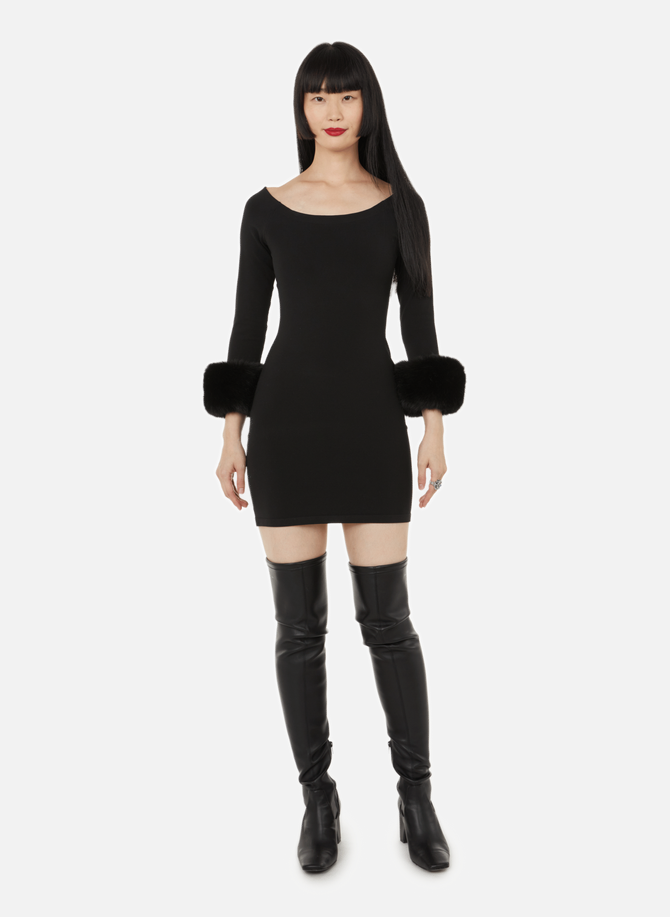 Fitted dress with fur-lined cuffs ALEXANDER WANG
