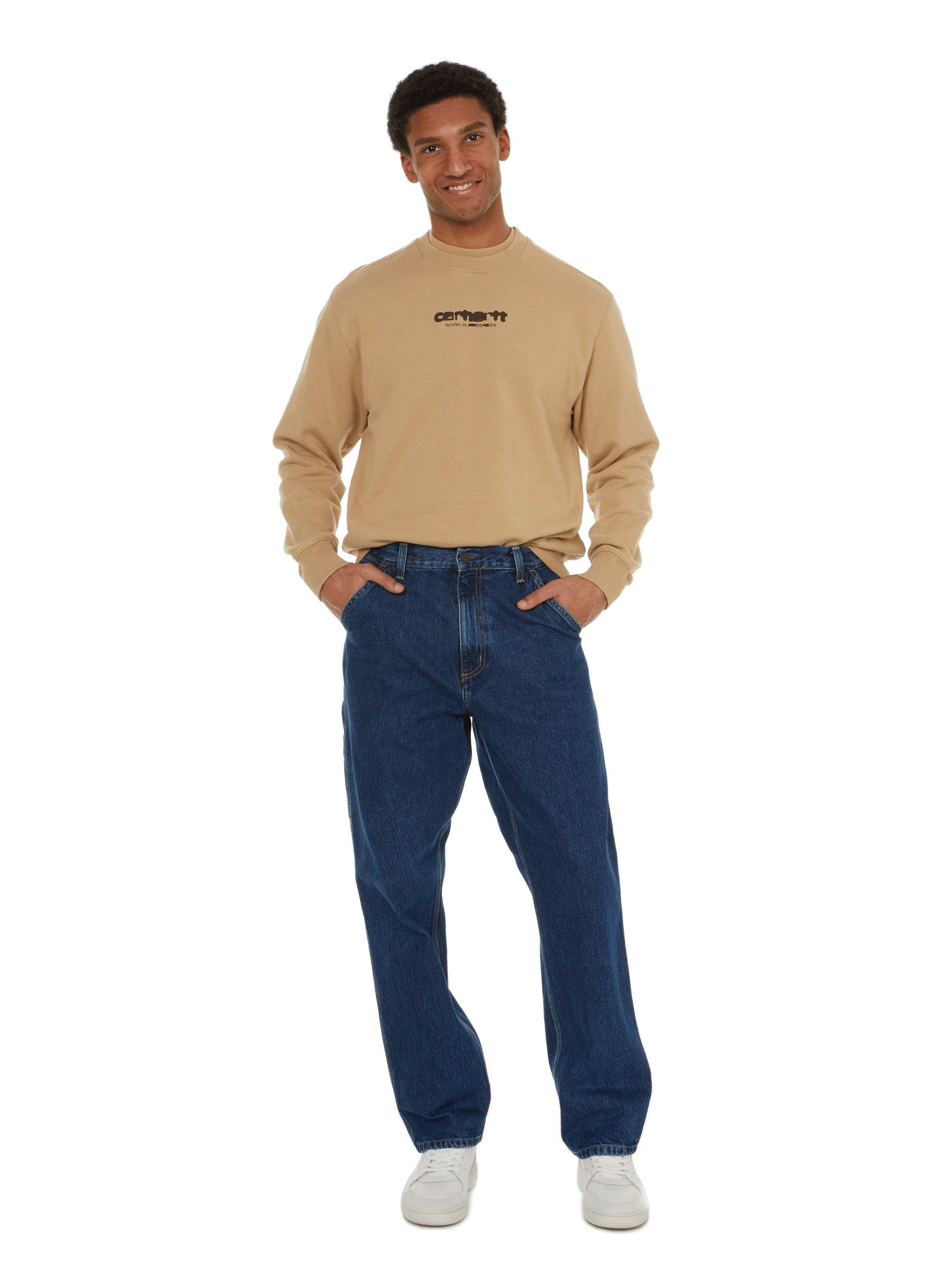 Jean droit en coton CARHARTT WIP Bleu