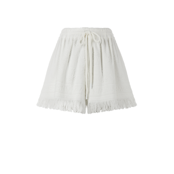 Shop Zimmermann Frayed Cotton Shorts In Beige