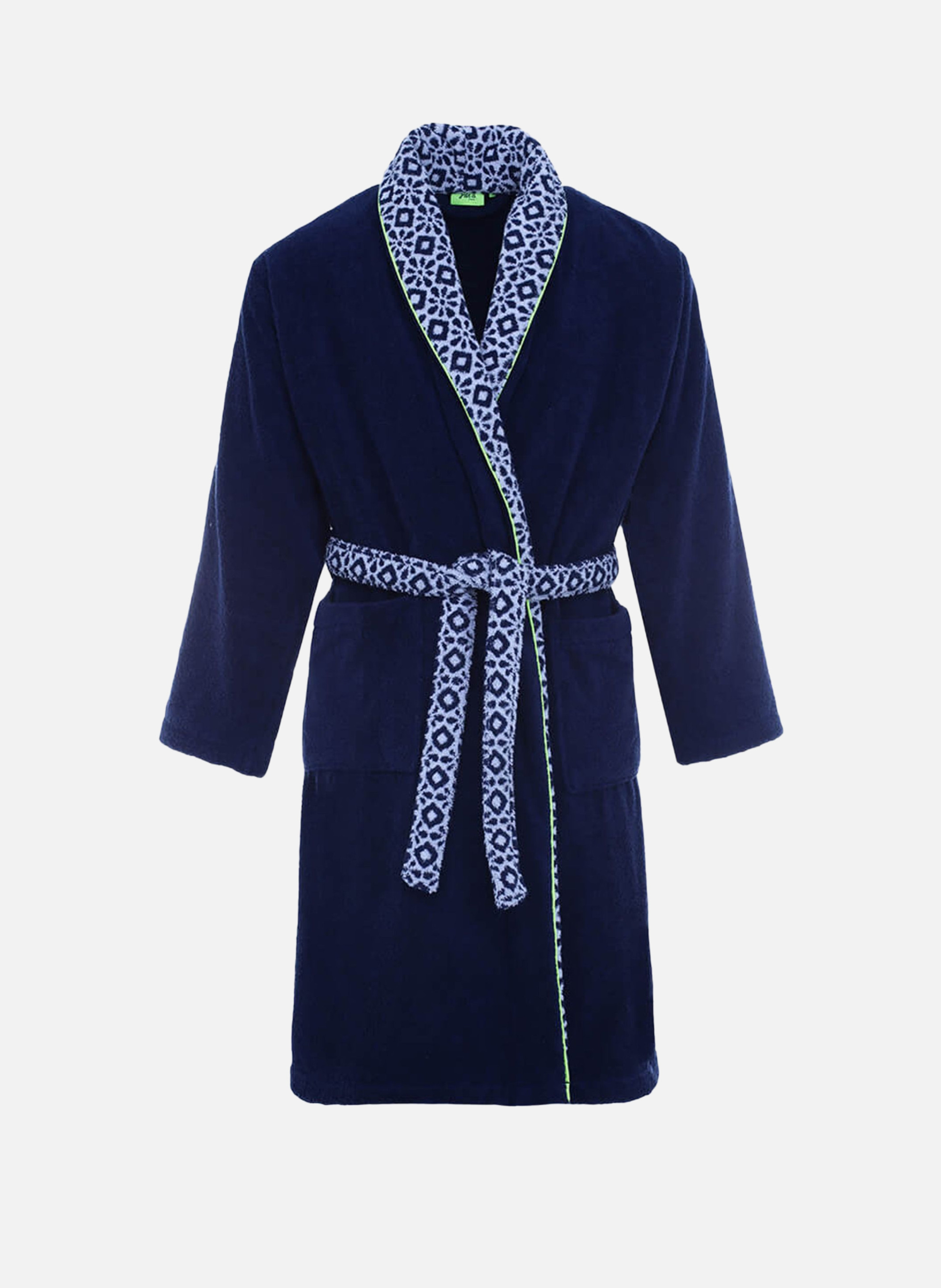 Peignoir en coton bouclette - col azulejos GILI'S Bleu