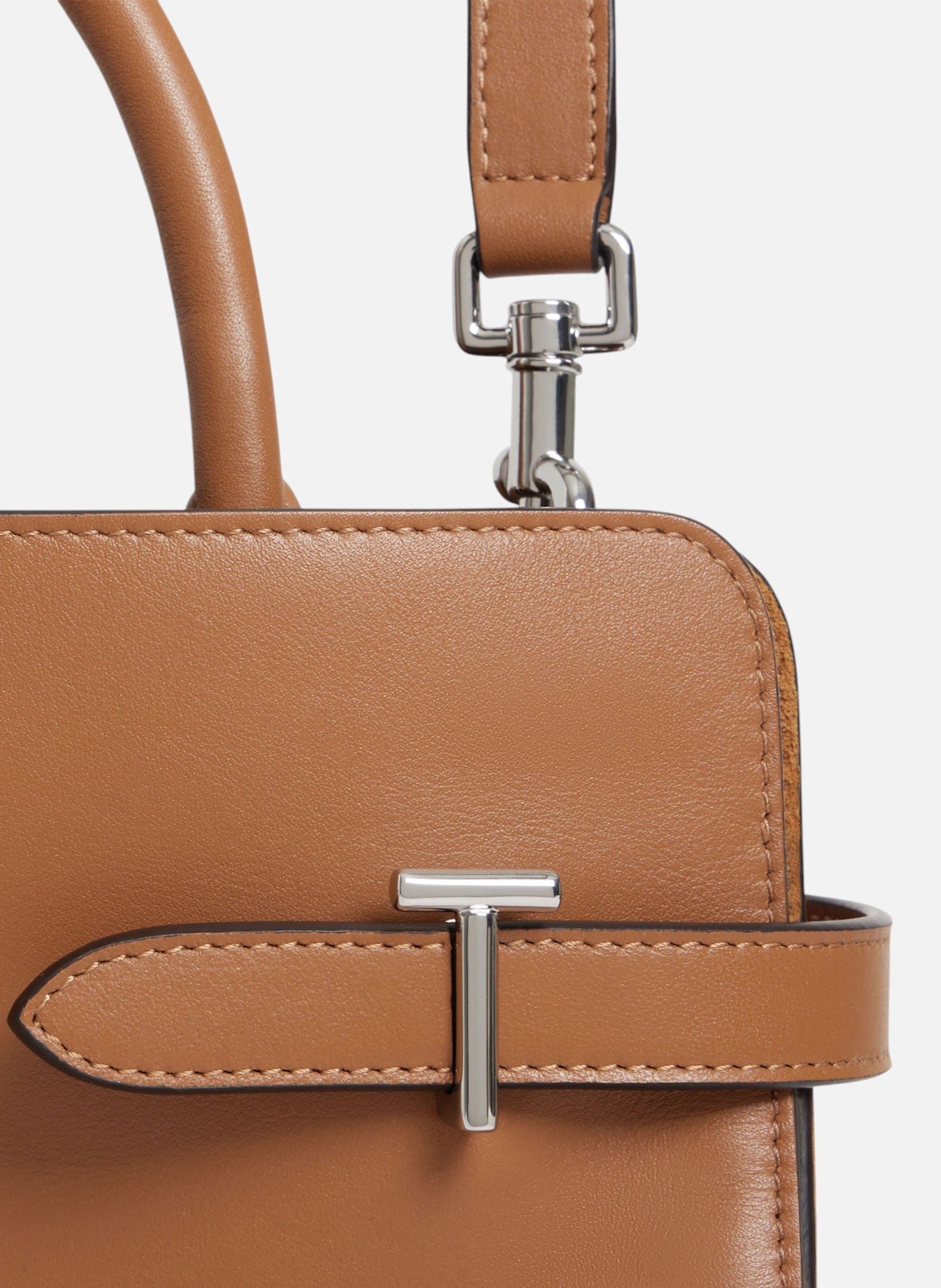 Sac à main moyen modèle emie en cuir lisse et nubuck LE TANNEUR Marron