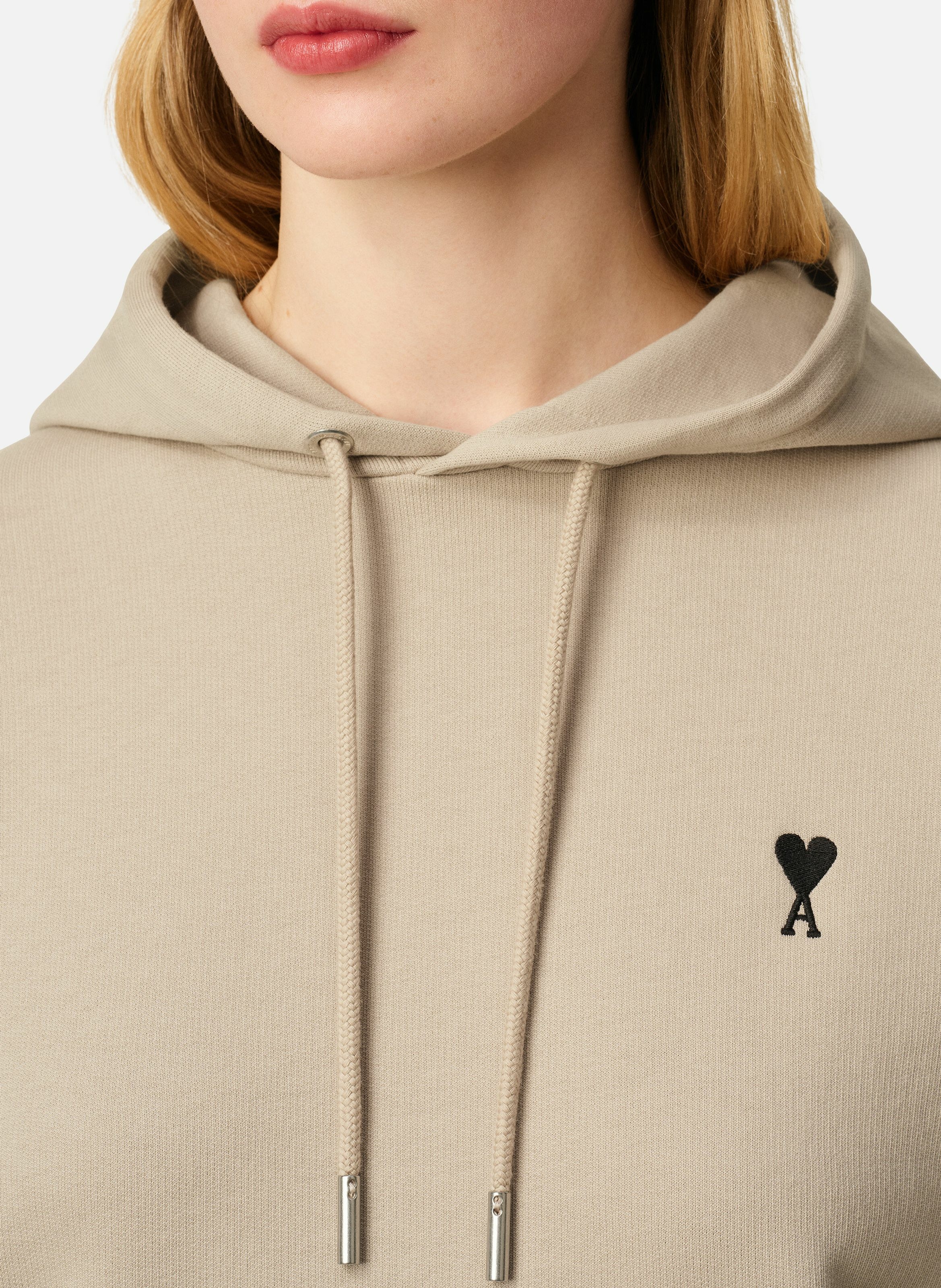 Hoodie ami de coeur contrasté en coton AMI PARIS Beige