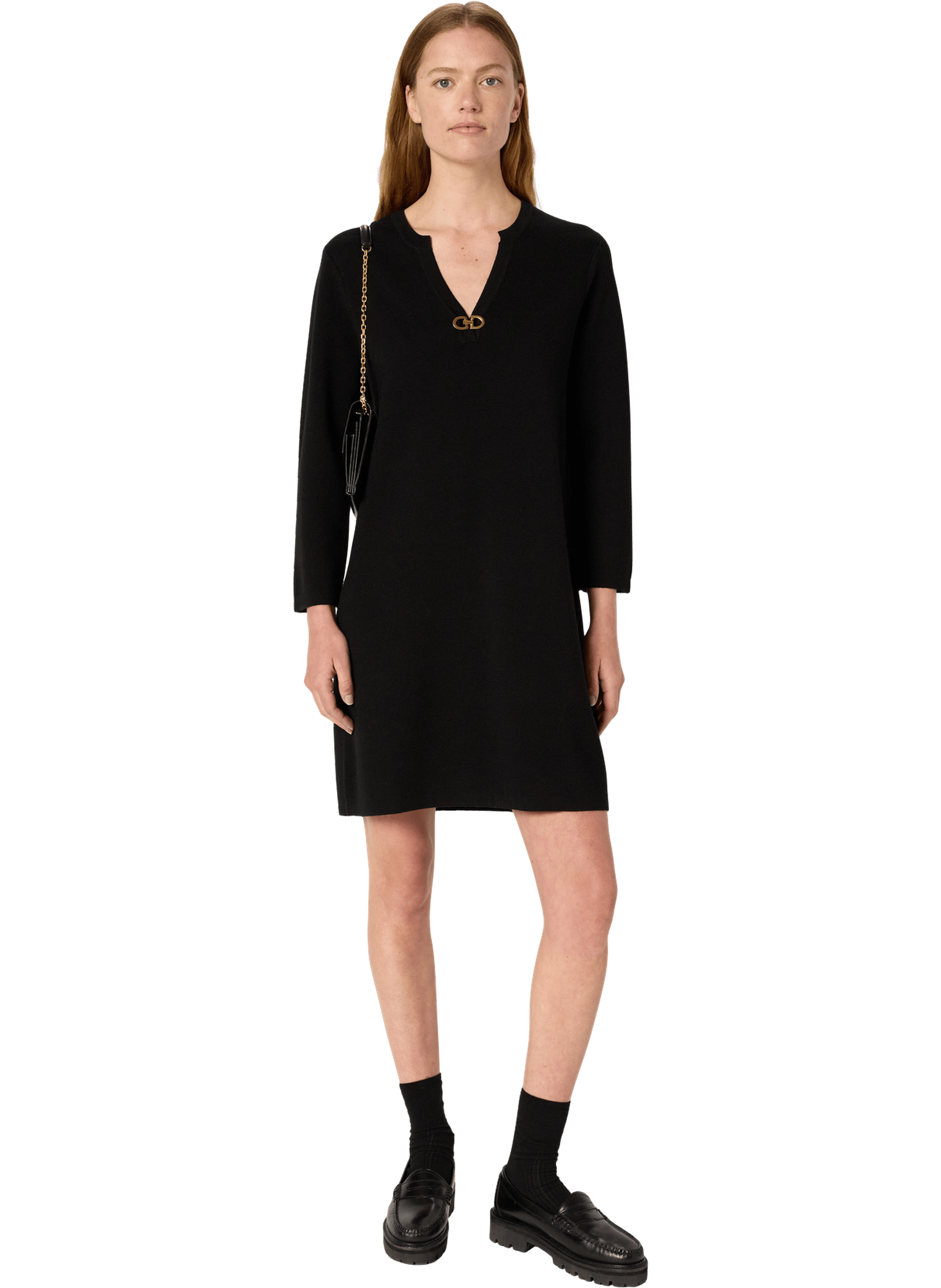 Robe Noire élégante Gerard Darel Taille 44 - Coton Mélangé, Longueur Genou - Occasion Excellent état