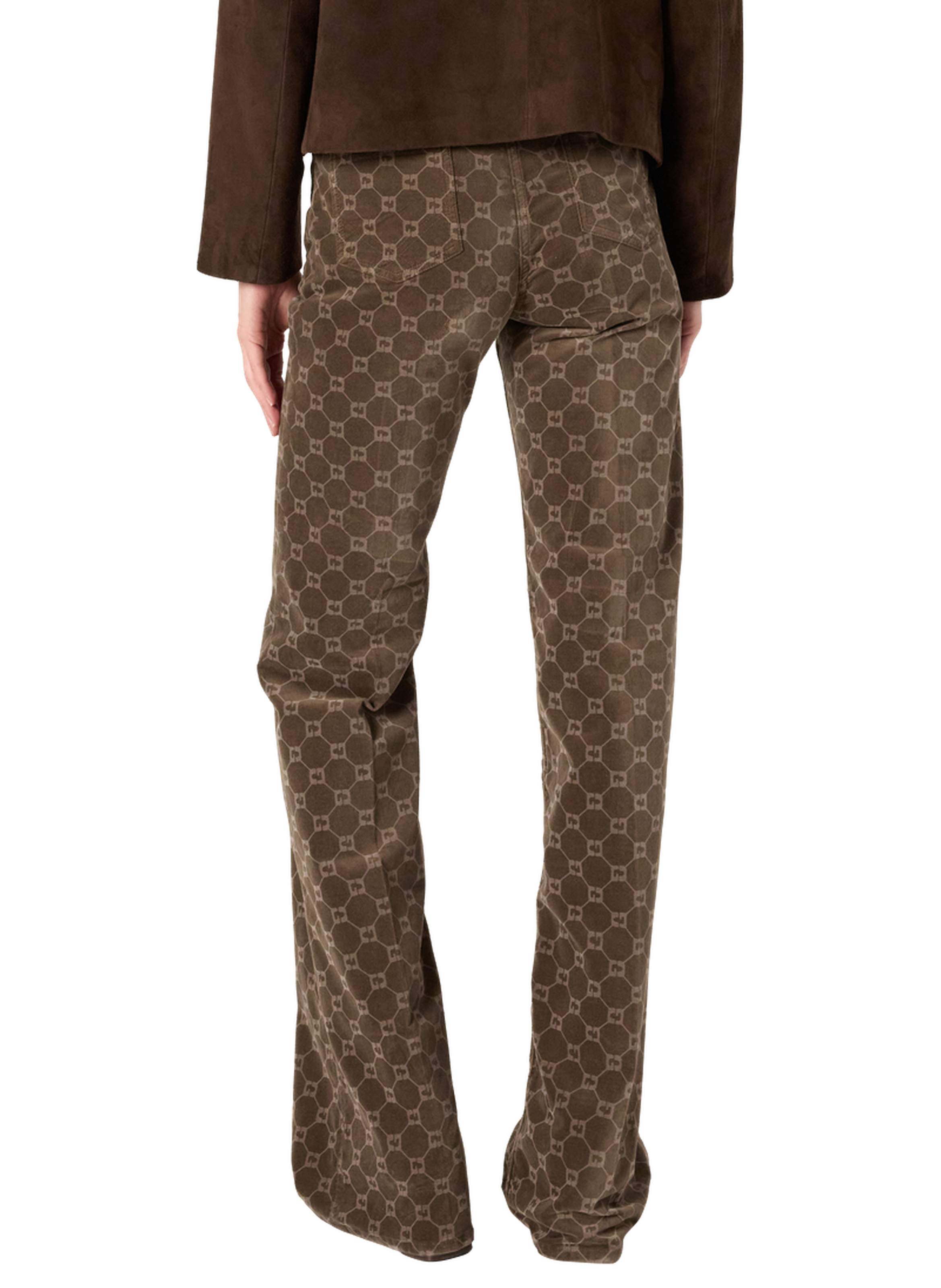 Pantalon flare en velours à monogramme - anna GERARD DAREL Marron