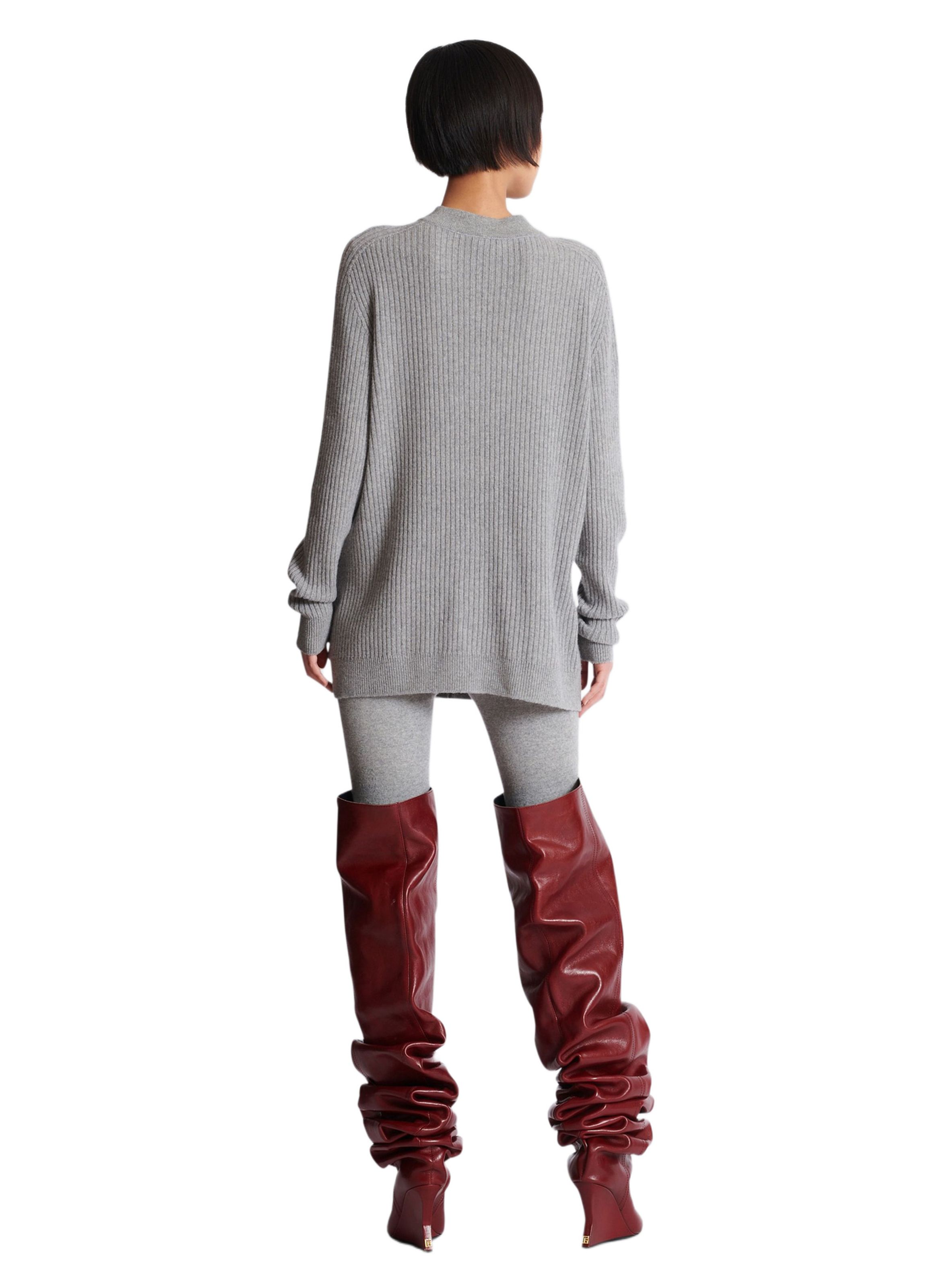 Cardigan boutonné en cachemire BALMAIN Gris