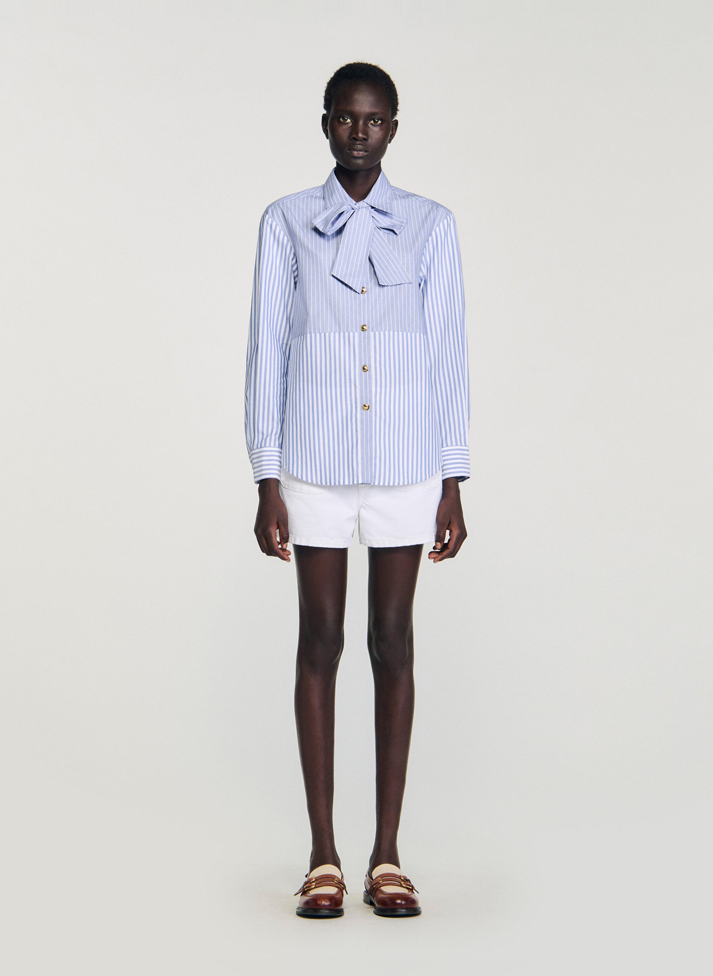 Chemise col lavallière rayée SANDRO Bleu