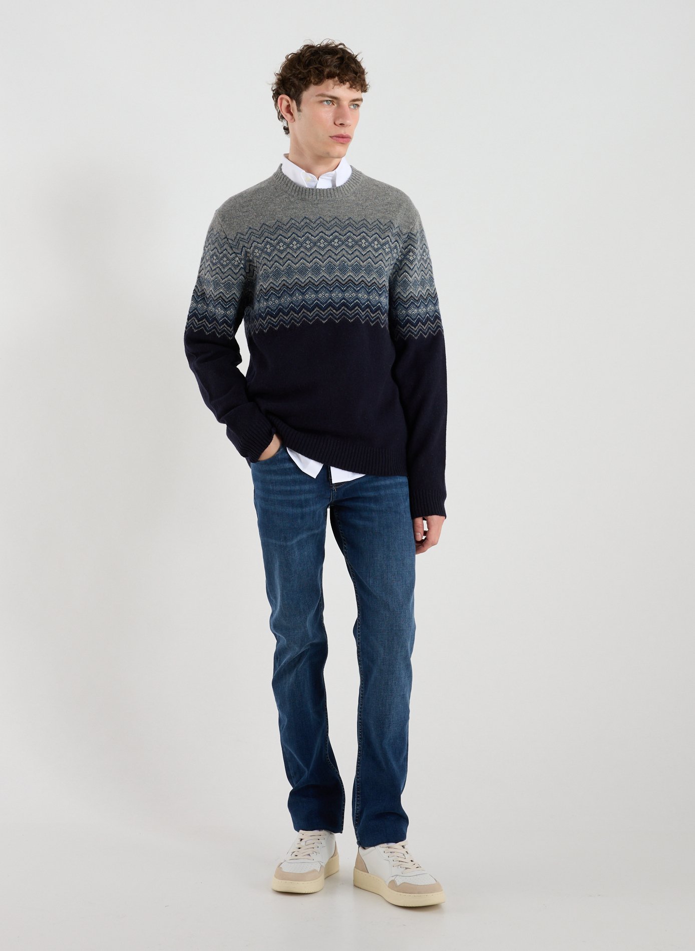 Fine merino wool jumper HACKETT Blue