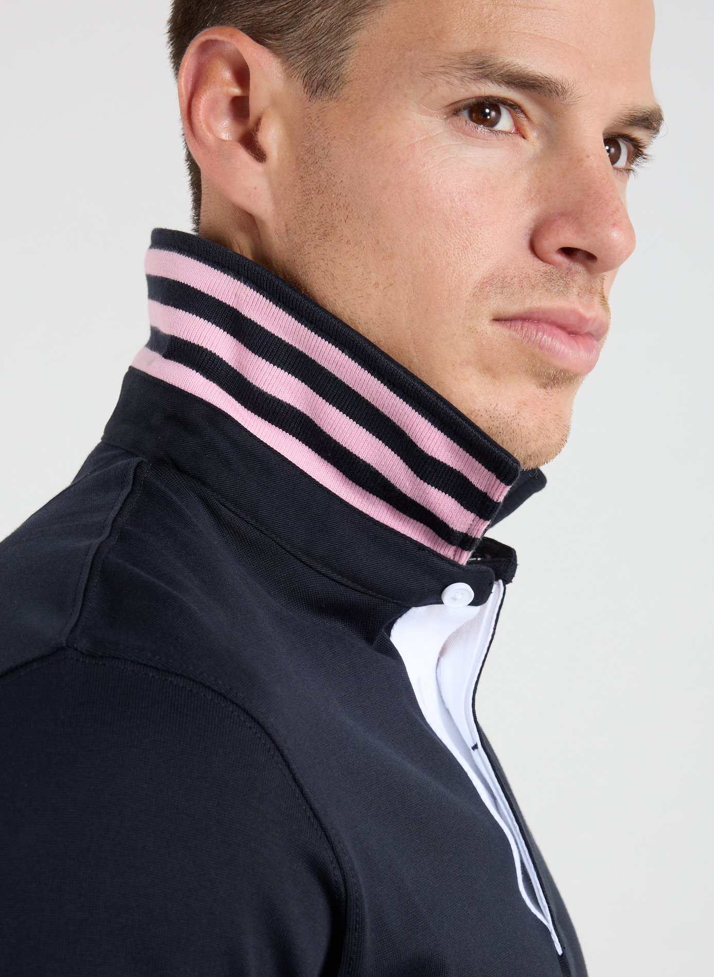 Long-sleeve cotton Polo shirt EDEN PARK Blue