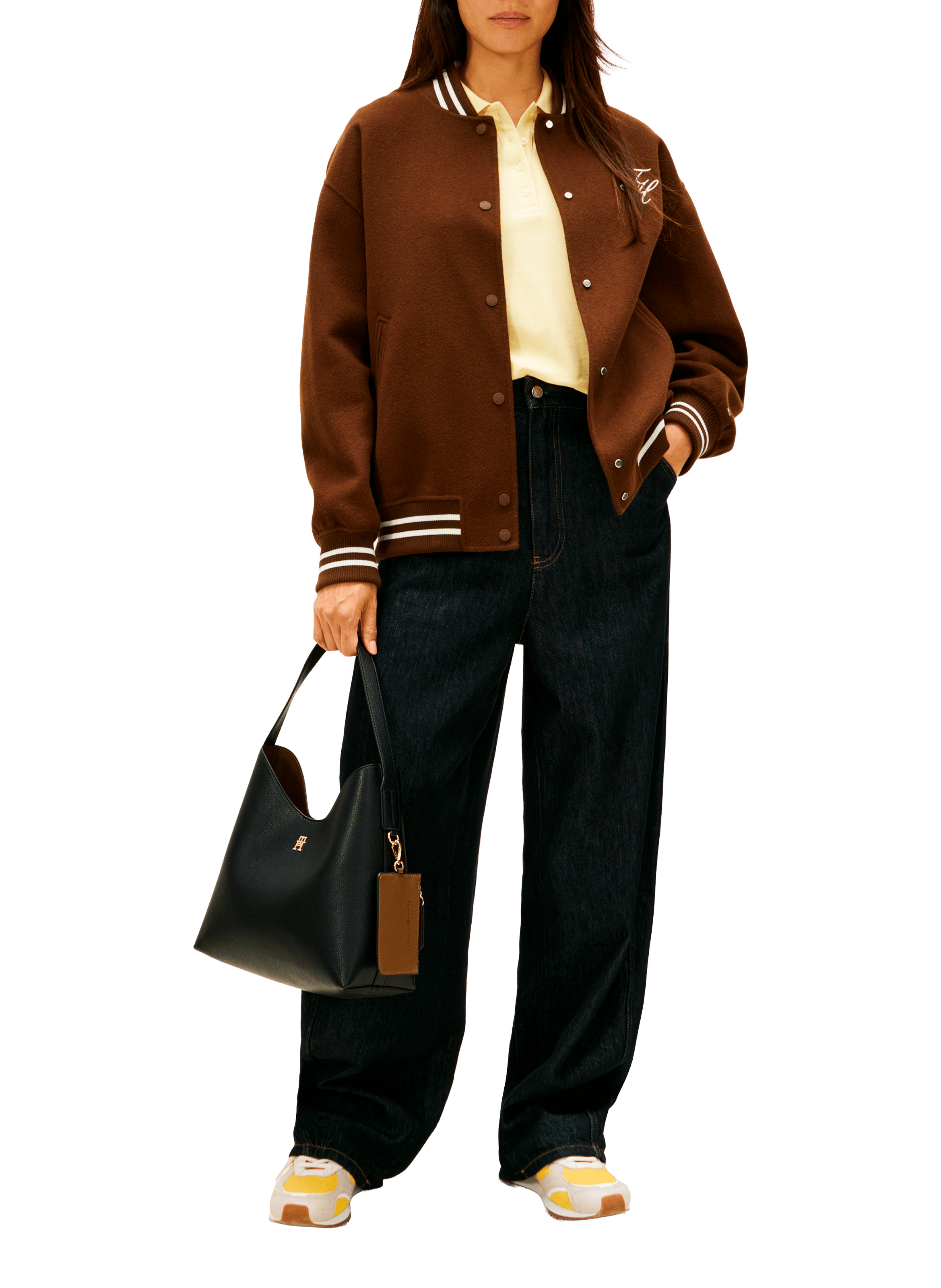 Grained faux leather shoulder bag TOMMY HILFIGER Black